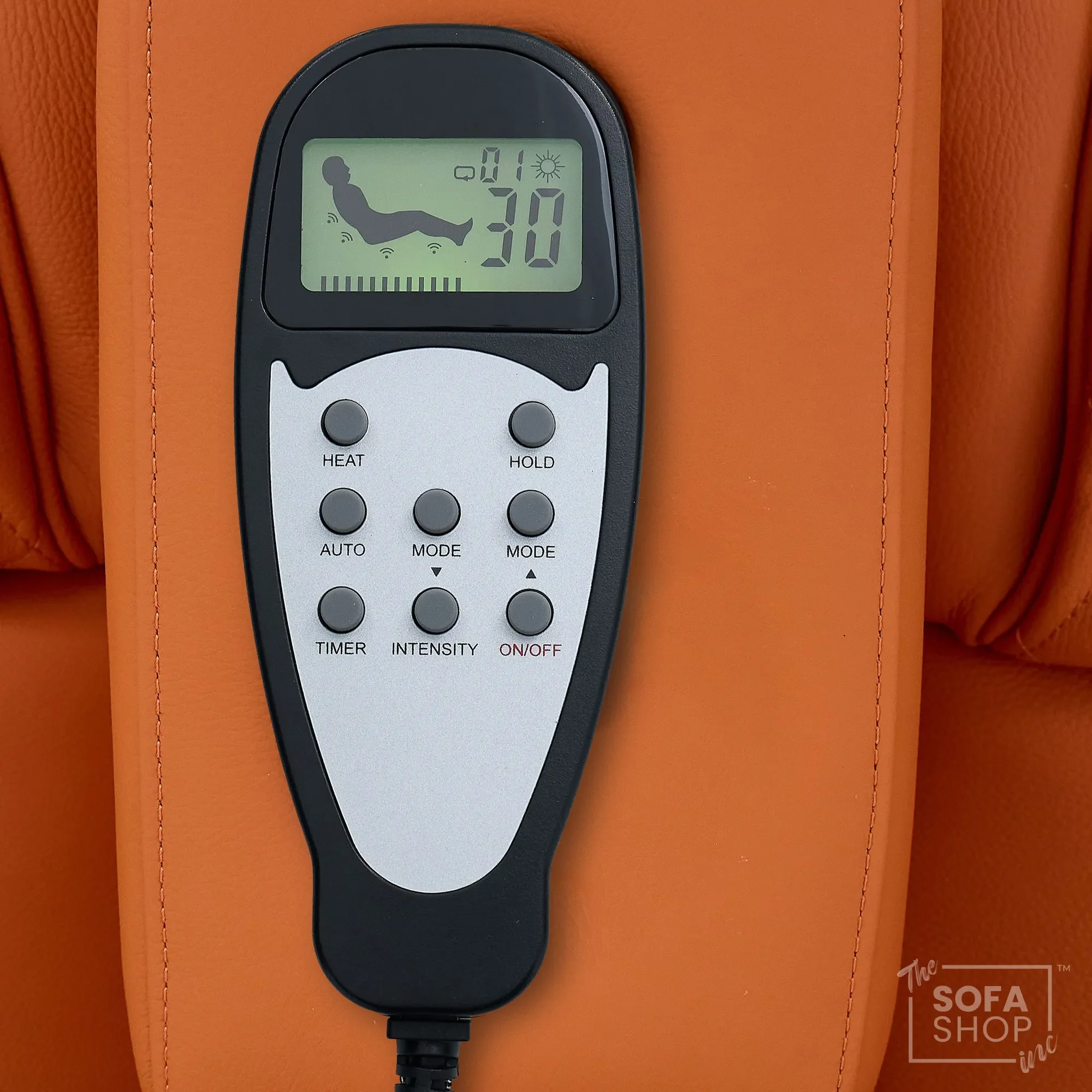 1 Seater Real Leather Electric Recliner Cinema Chair in Orange |Hi-Tech Sofa With Massage & Heat, Power Grommet, LED Cup Holders & Lumbar Support | Assisi | The Sofa Shop - Image 9