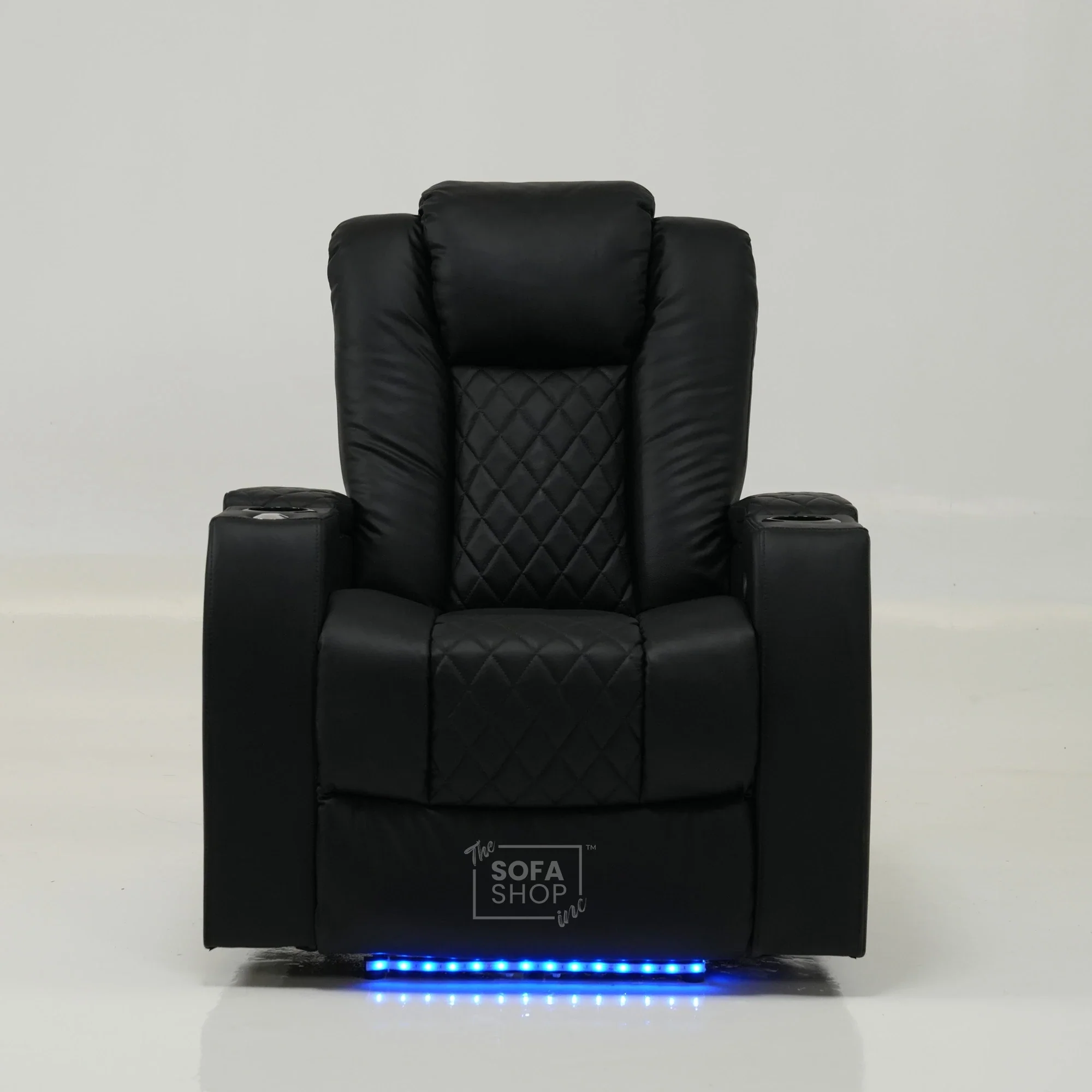 1 Seater Cinema Chair in Black Real Leather | Hi-Tech Cinema Chair with Power Recline + Power Headrest + USB Charging + Tray Table + Arm Storage | Ex Display | Milano | The Sofa Shop - Image 2