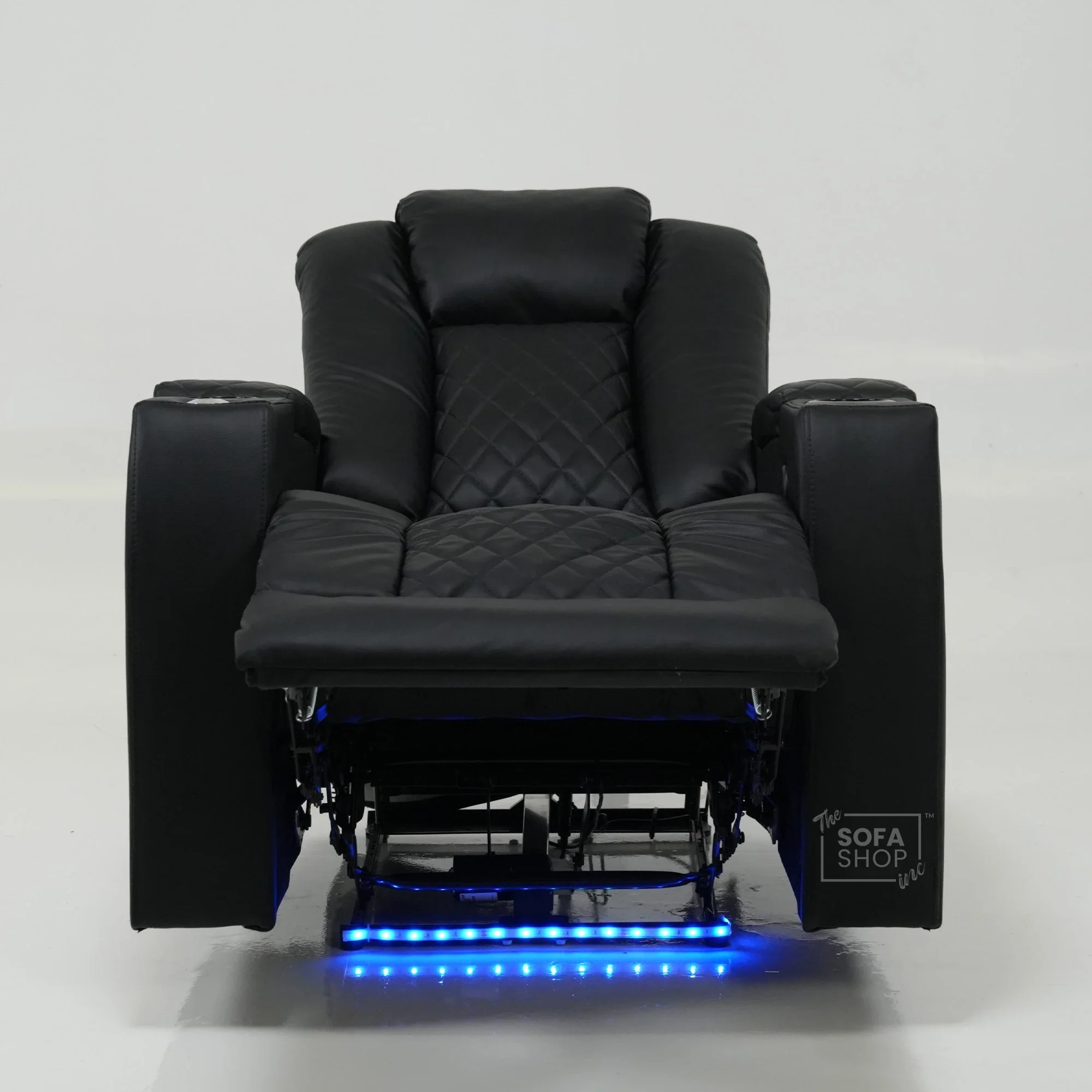 1 Seater Cinema Chair in Black Real Leather | Hi-Tech Cinema Chair with Power Recline + Power Headrest + USB Charging + Tray Table + Arm Storage | Ex Display | Milano | The Sofa Shop - Image 4