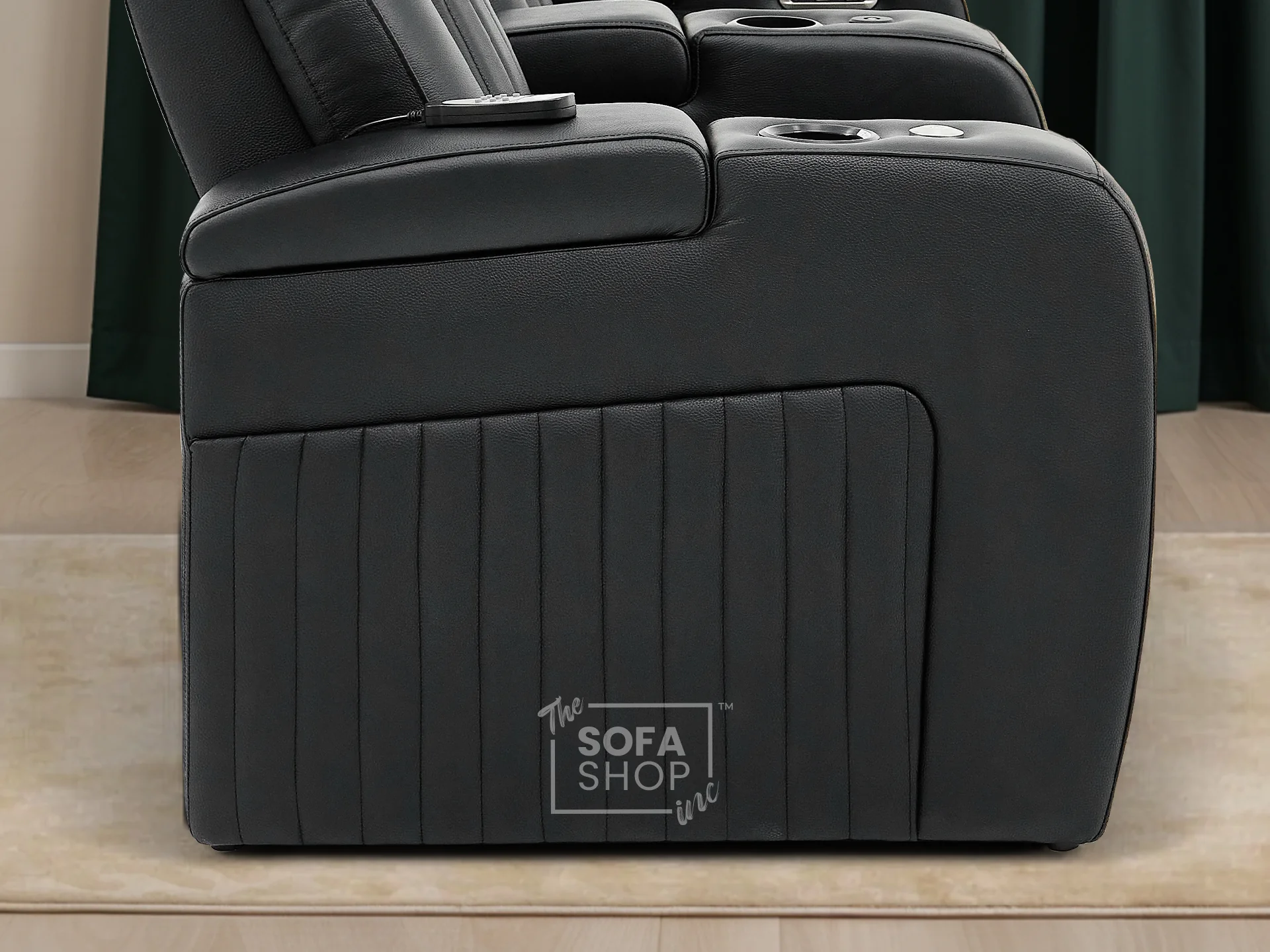 1 Seater Black Real Leather Cinema Chair | Hi-Tech Power Seat with Massage, Food Tray & Power Headrest | Capri - Image 11
