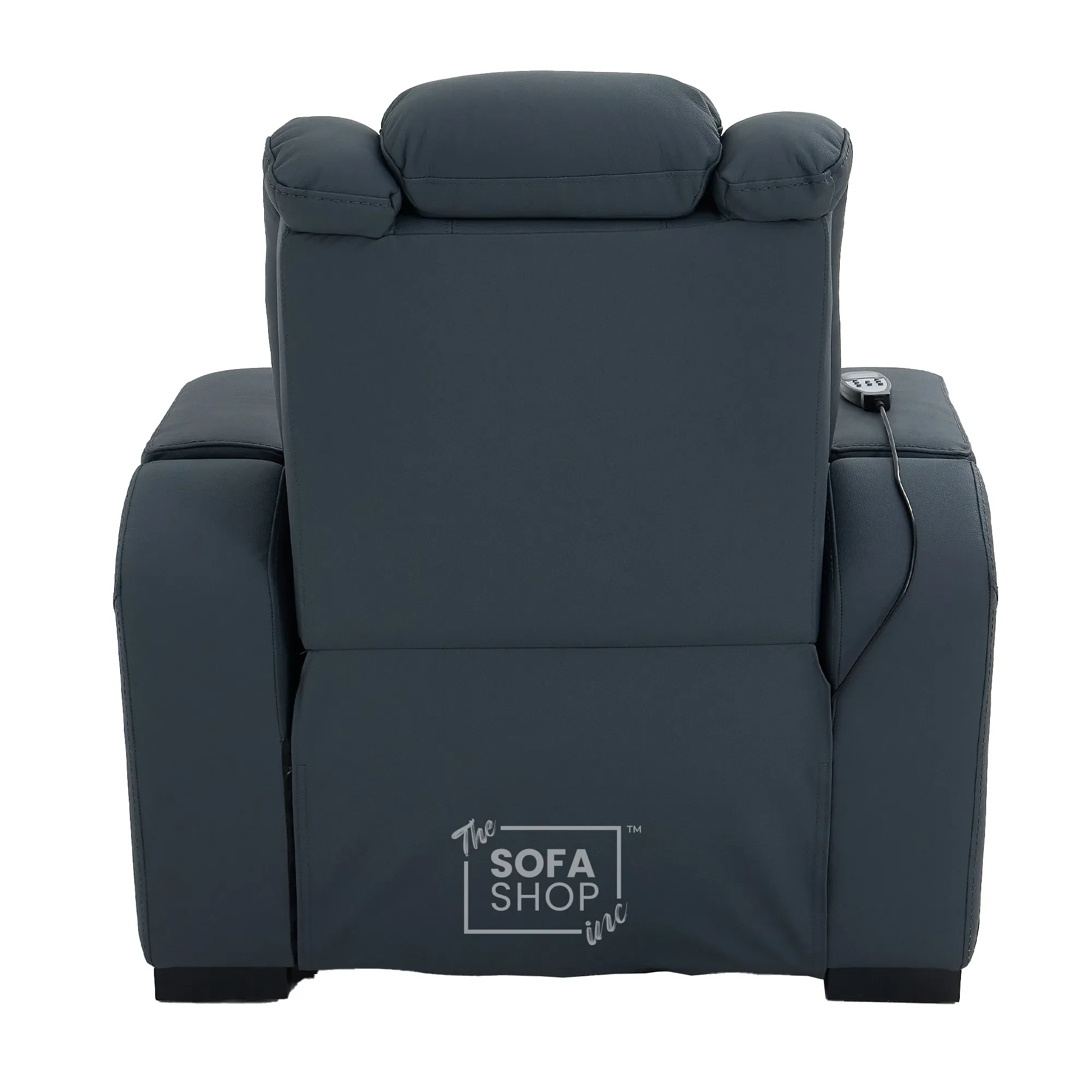 1 Seater Cinema Chair in Blue Genuine Leather | Hi-Tech Cinema Armchair with Power Recline + Power Headrest + Vibration Massage + Heated Lumbar+ Power Grommet | Napoli | The Sofa Shop - Image 16