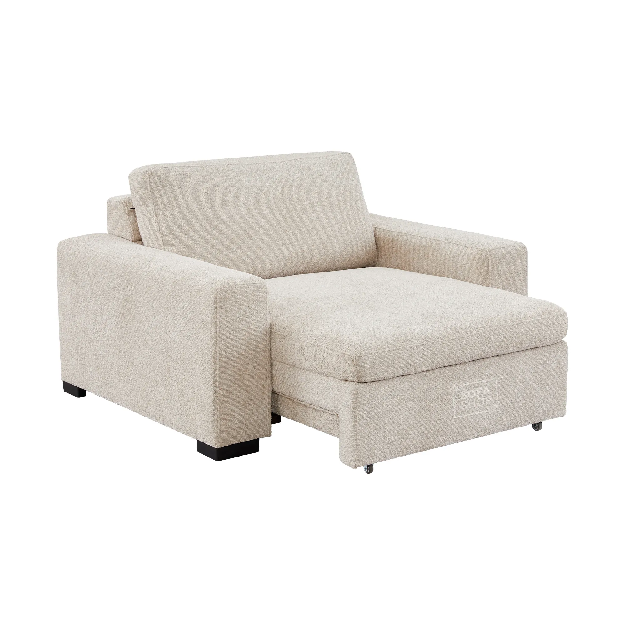 Extendable Electric Sofa Bed Chair in Cream Chenille | 1 Seat Power Sliding Sofa Bed Perfect for Home Cinema & Theatre Room | USBc & Sliding Buttons | Palma | The Sofa Shop - Image 11