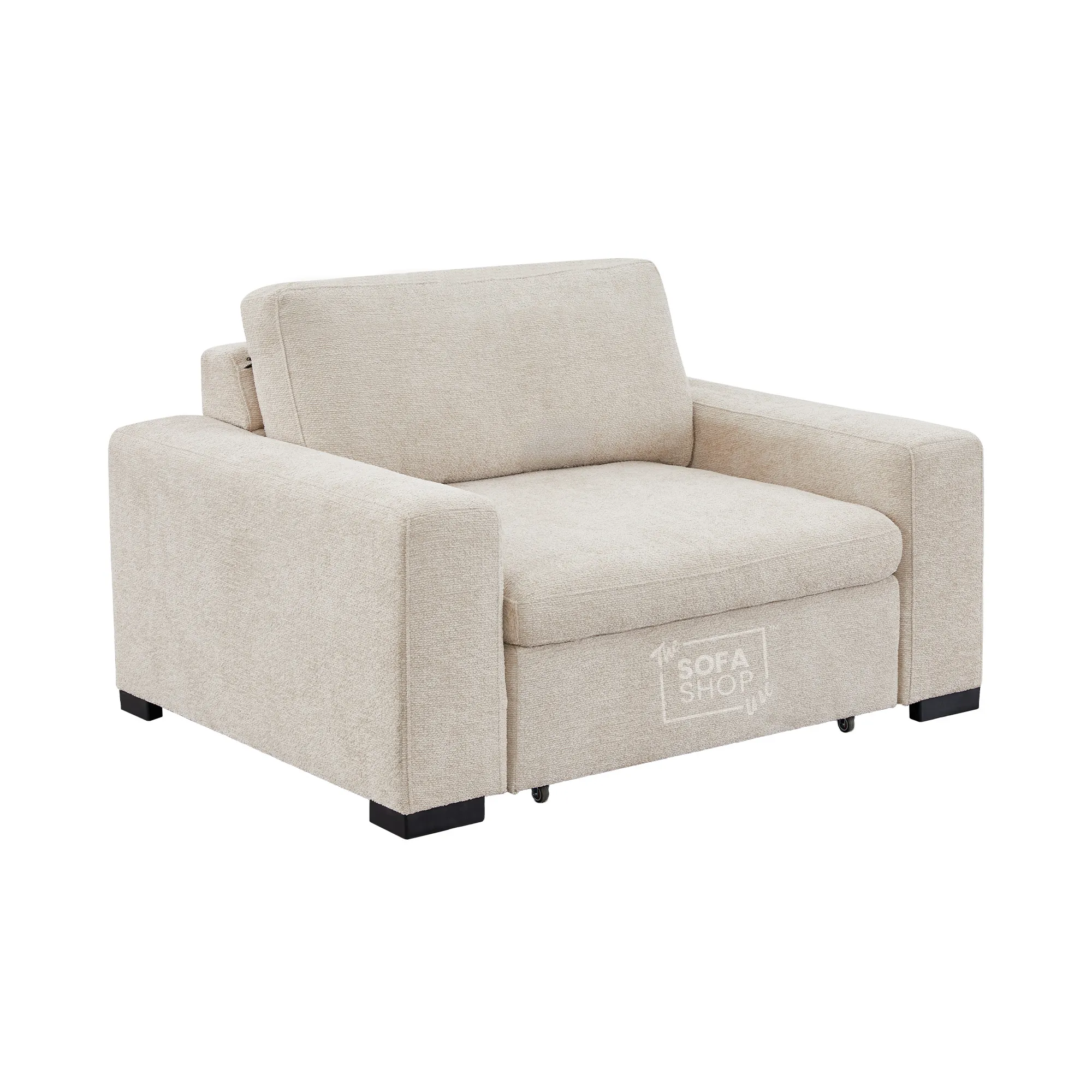 Extendable Electric Sofa Bed Chair in Cream Chenille | 1 Seat Power Sliding Sofa Bed Perfect for Home Cinema & Theatre Room | USBc & Sliding Buttons | Palma | The Sofa Shop - Image 9
