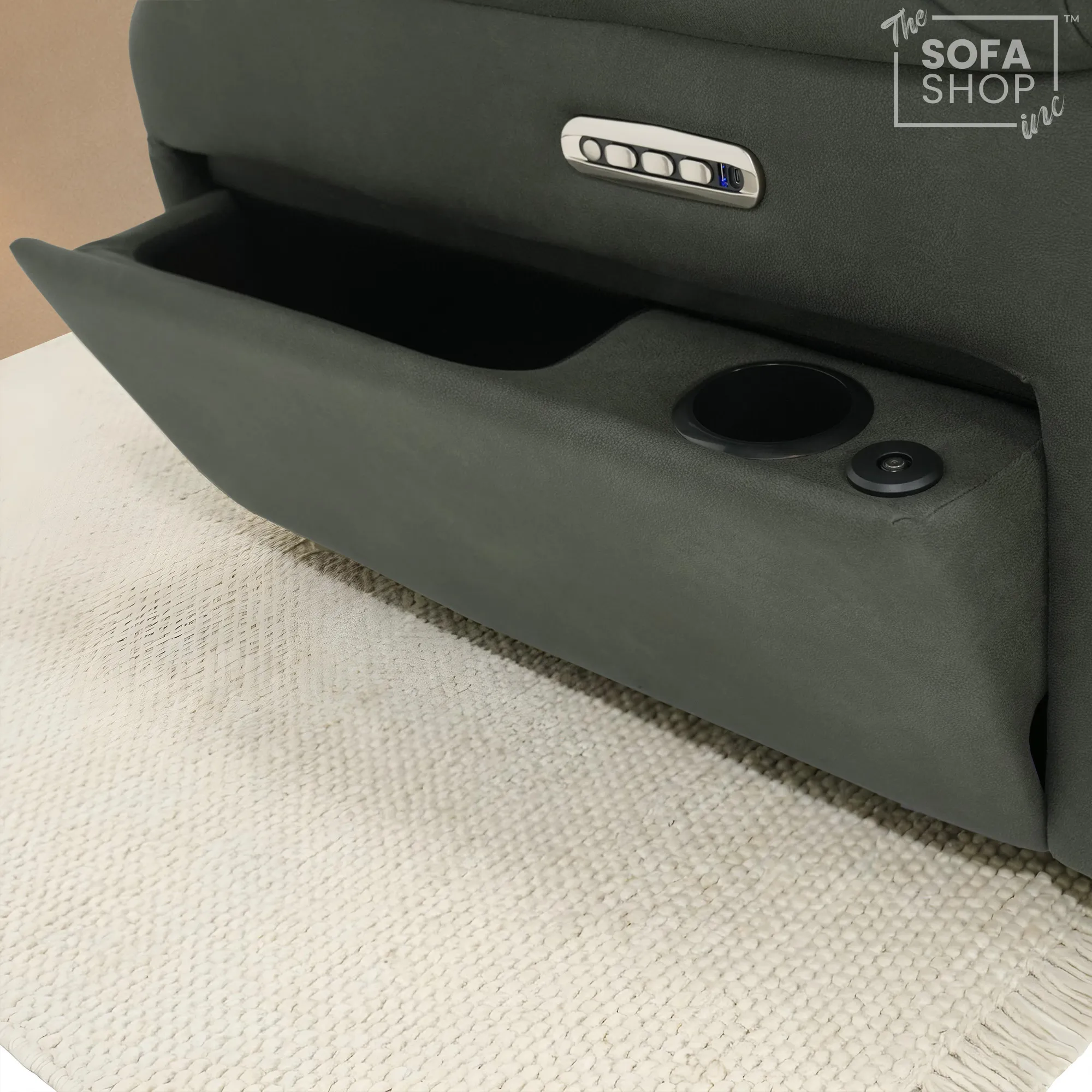 1 Seater Electric Dual Lift Riser Chair In Green Fabric | Hi-Tech Recliner Riser With Massage + Heating Comfort + Power Headrest + LED Light + USB-C | Florence | The Sofa Shop - Image 14