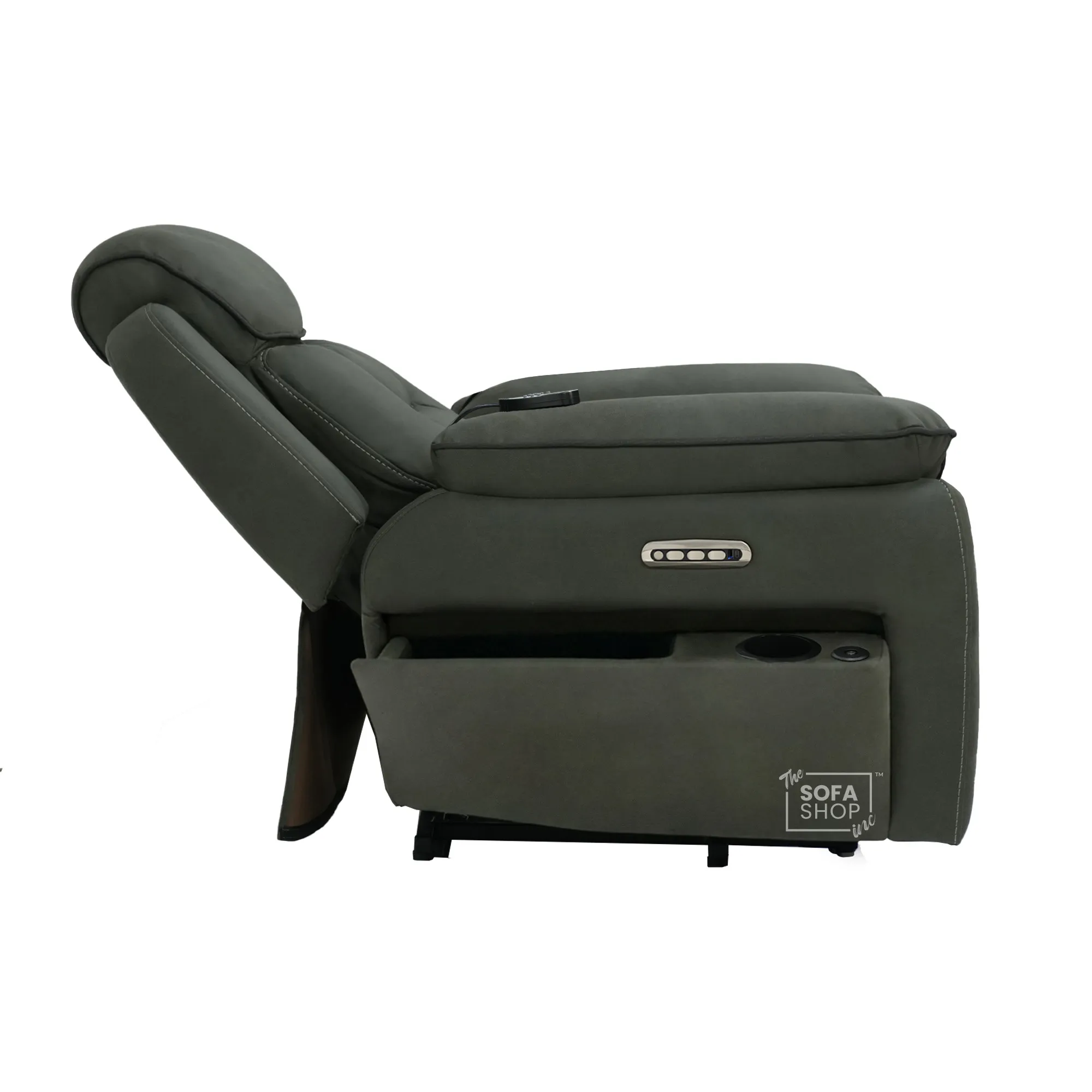 1 Seater Electric Dual Lift Riser Chair In Green Fabric | Hi-Tech Recliner Riser With Massage + Heating Comfort + Power Headrest + LED Light + USB-C | Florence | The Sofa Shop - Image 16