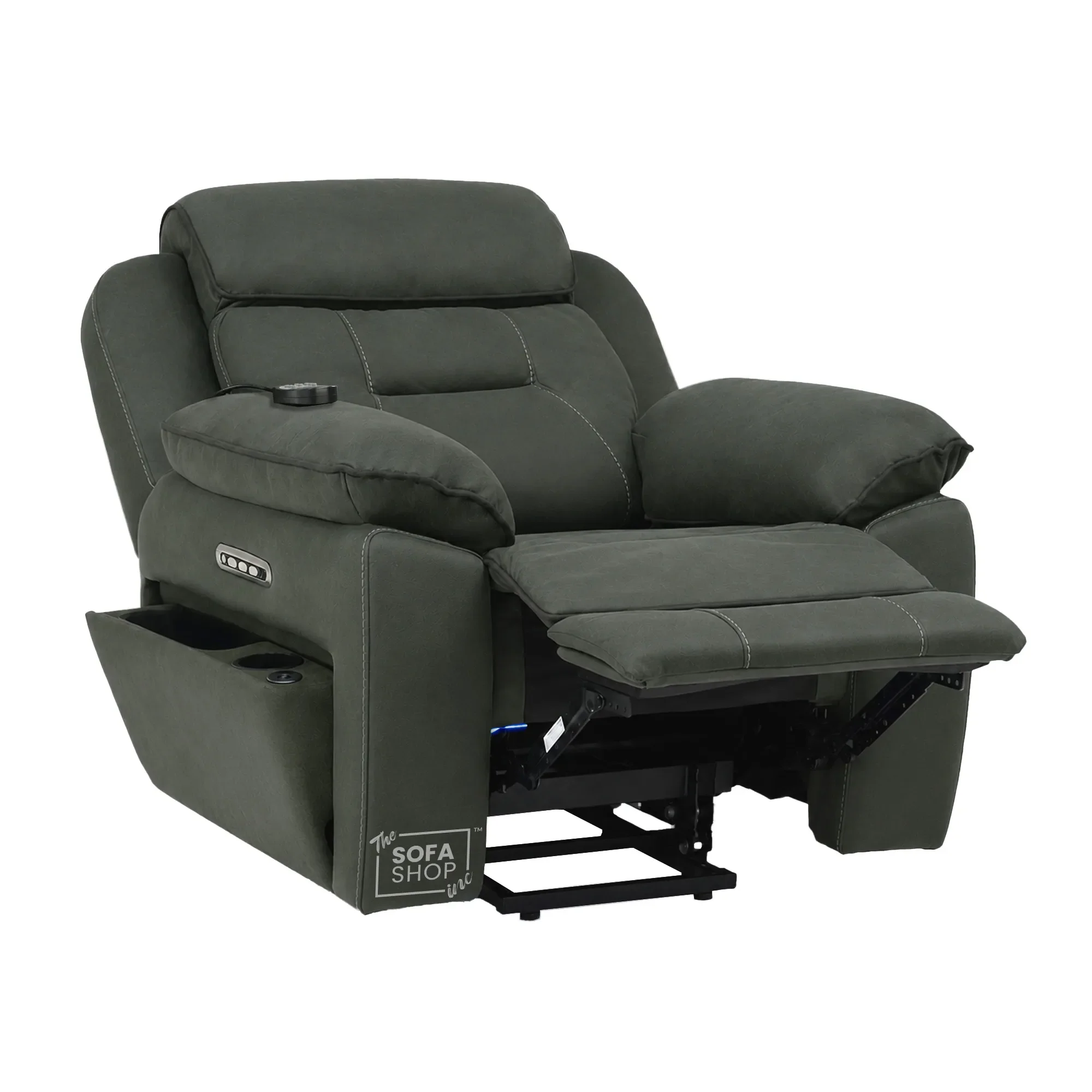 1 Seater Electric Dual Lift Riser Chair In Green Fabric | Hi-Tech Recliner Riser With Massage + Heating Comfort + Power Headrest + LED Light + USB-C | Florence | The Sofa Shop - Image 17