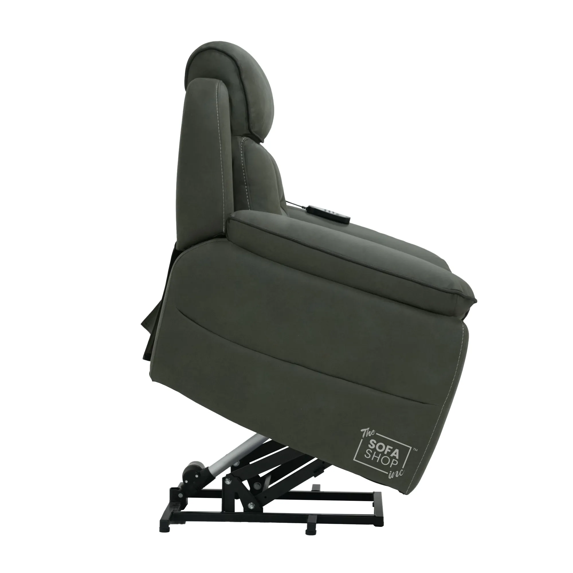 1 Seater Electric Dual Lift Riser Chair In Green Fabric | Hi-Tech Recliner Riser With Massage + Heating Comfort + Power Headrest + LED Light + USB-C | Florence | The Sofa Shop - Image 18