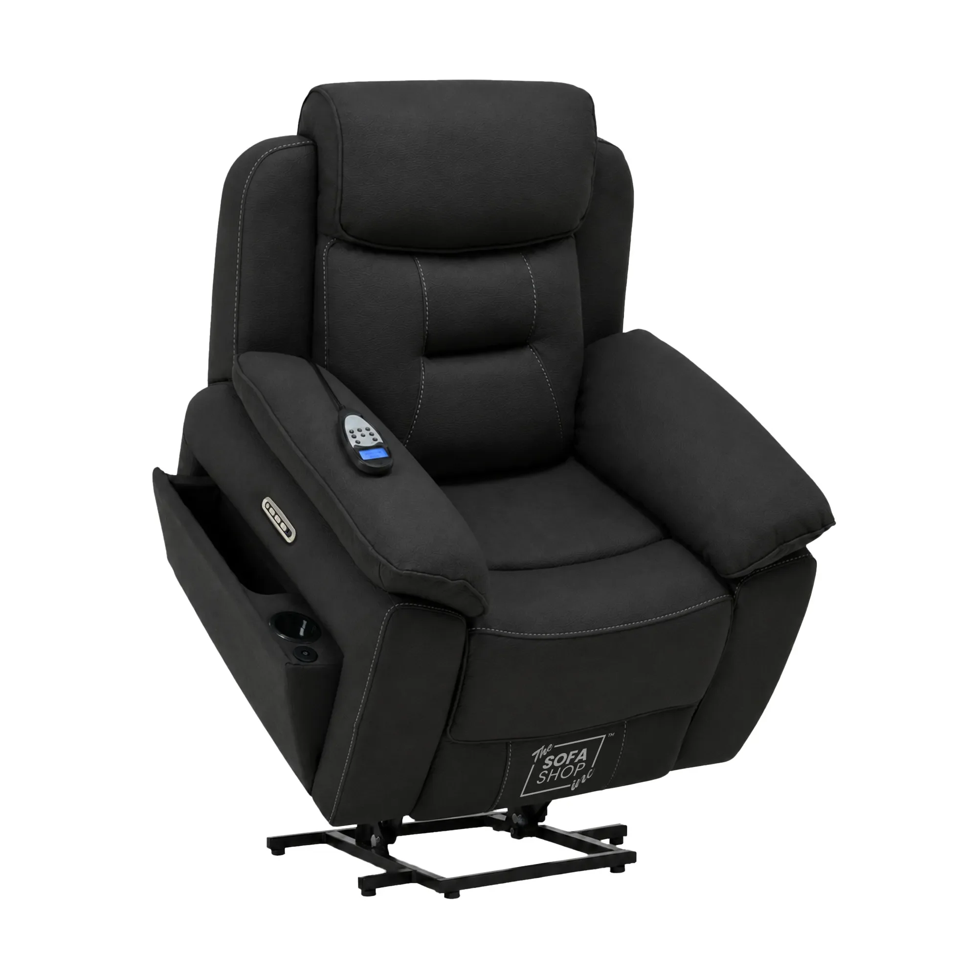 Electric Riser Recliner Chair in Charcoal Grey Fabric | Dual Motor Rise & Recline Armchair with Massage, Heat & Power Headrest | Mobility Chair for Elderly | Florence | The Sofa Shop - Image 19