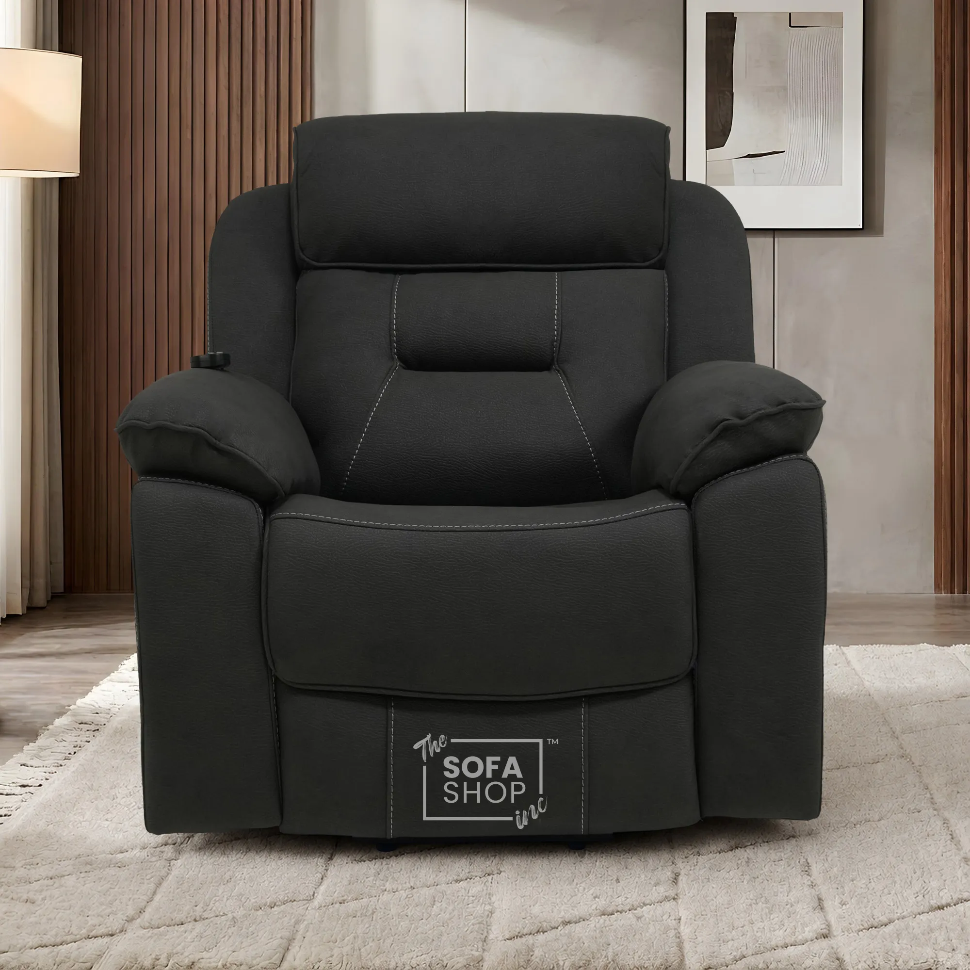 Electric Riser Recliner Chair in Charcoal Grey Fabric | Dual Motor Rise & Recline Armchair with Massage, Heat & Power Headrest | Mobility Chair for Elderly | Florence | The Sofa Shop - Image 4