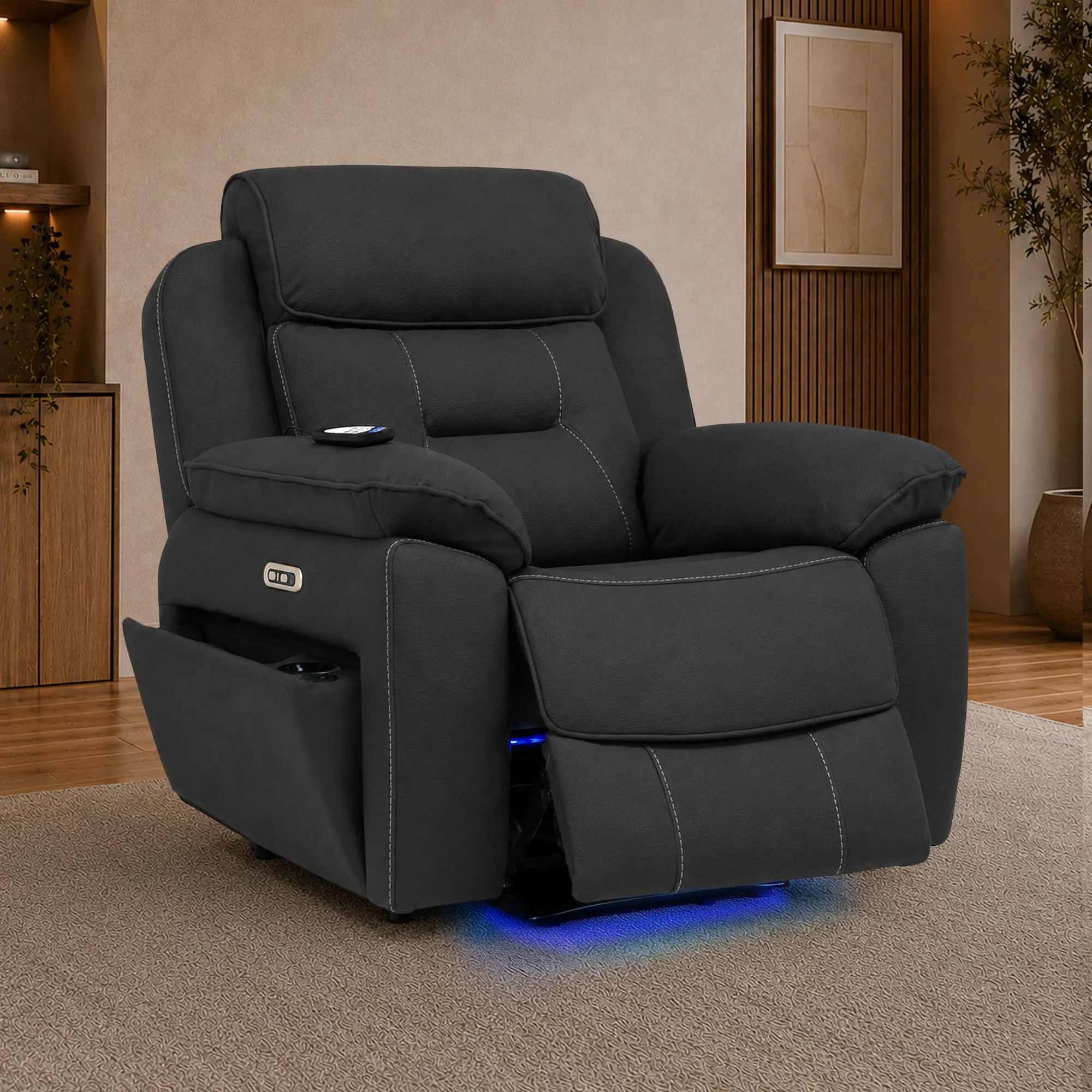 Electric Riser Recliner Chair in Charcoal Grey Fabric | Dual Motor Rise & Recline Armchair with Massage, Heat & Power Headrest | Mobility Chair for Elderly | Florence | The Sofa Shop - Image 5