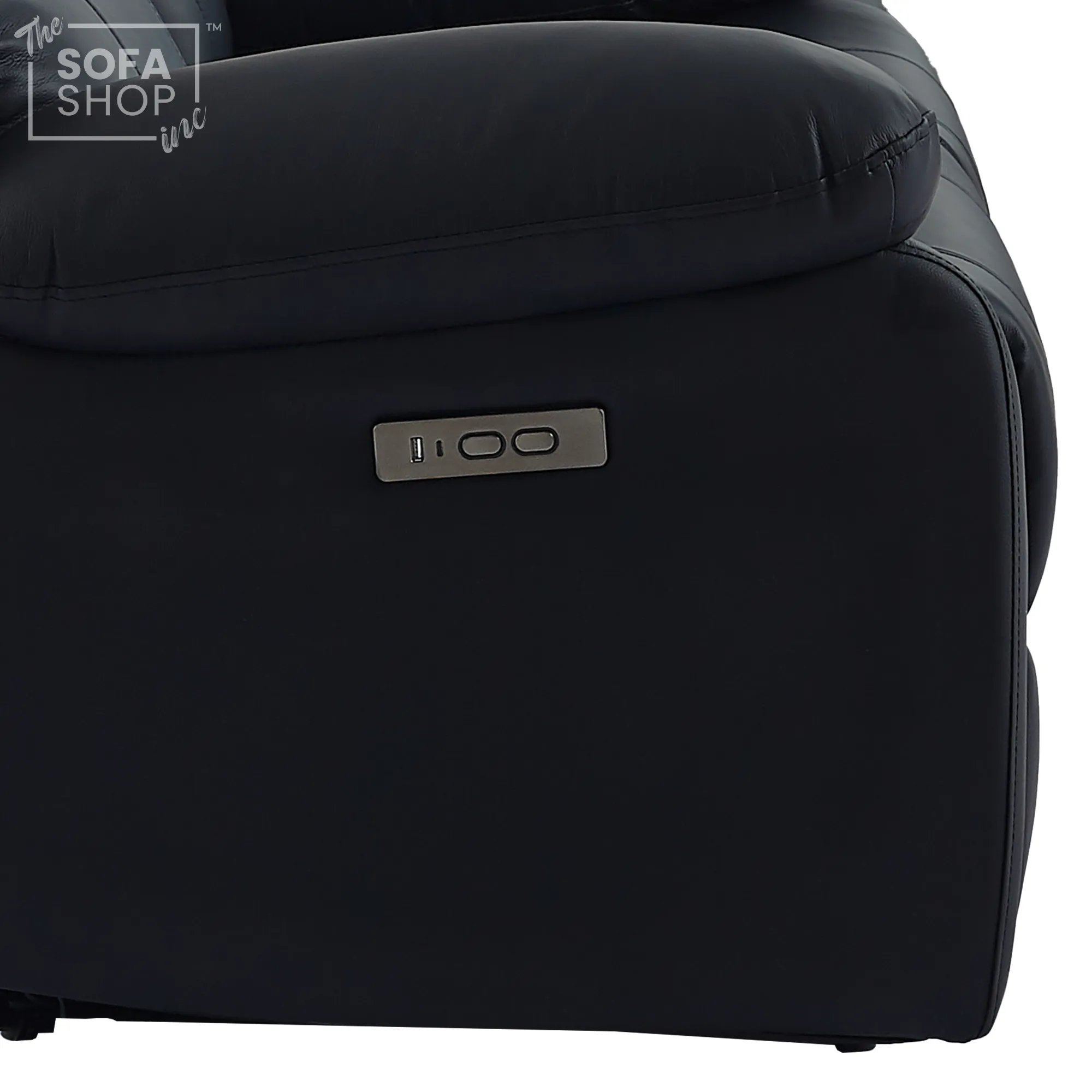 1 Seater Black Real Leather Electric Recliner Armchair | Smooth Power Recliner Mechanism & High-Speed USB-C | Trento | The Sofa Shop - Image 11