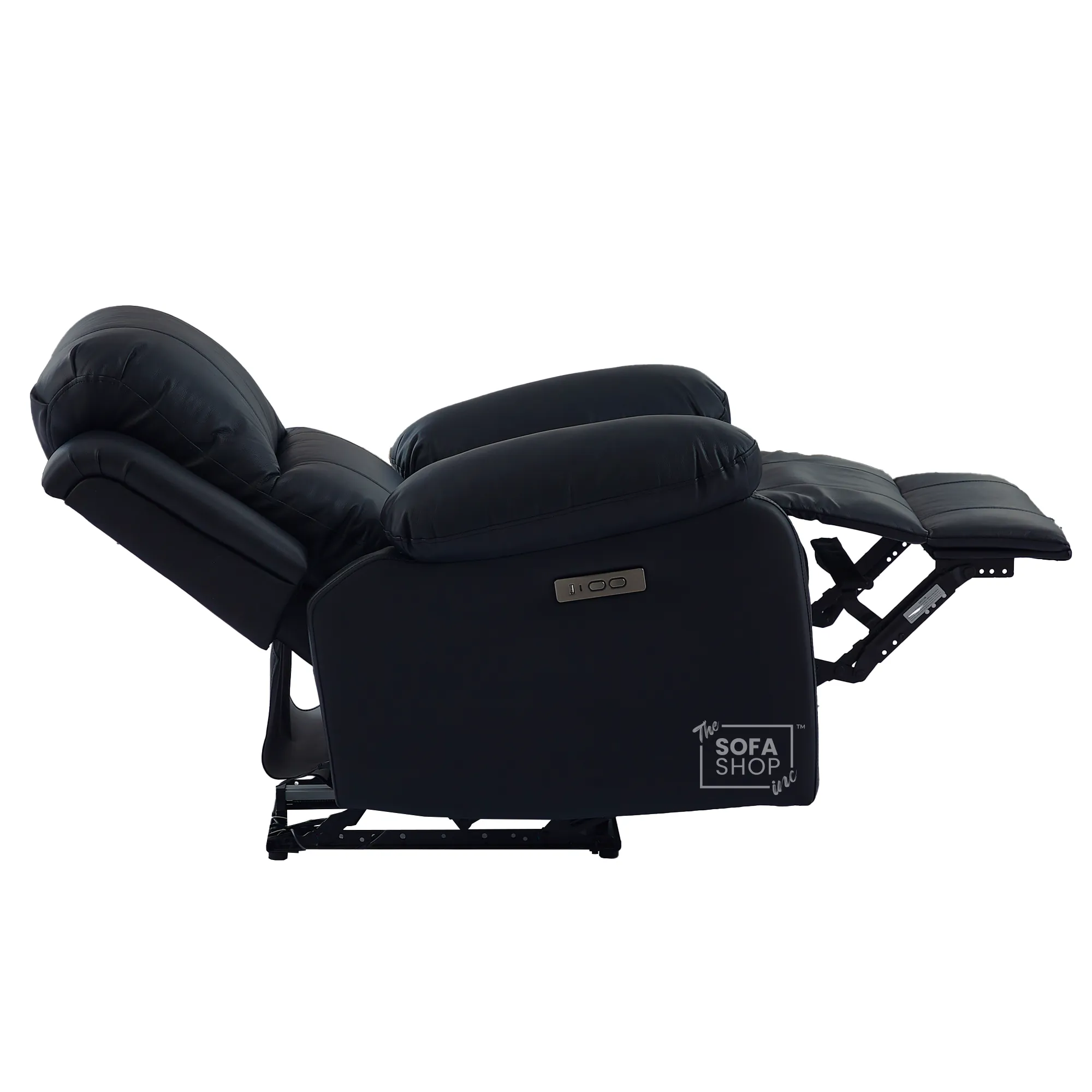 1 Seater Black Real Leather Electric Recliner Armchair | Smooth Power Recliner Mechanism & High-Speed USB-C | Trento | The Sofa Shop - Image 13