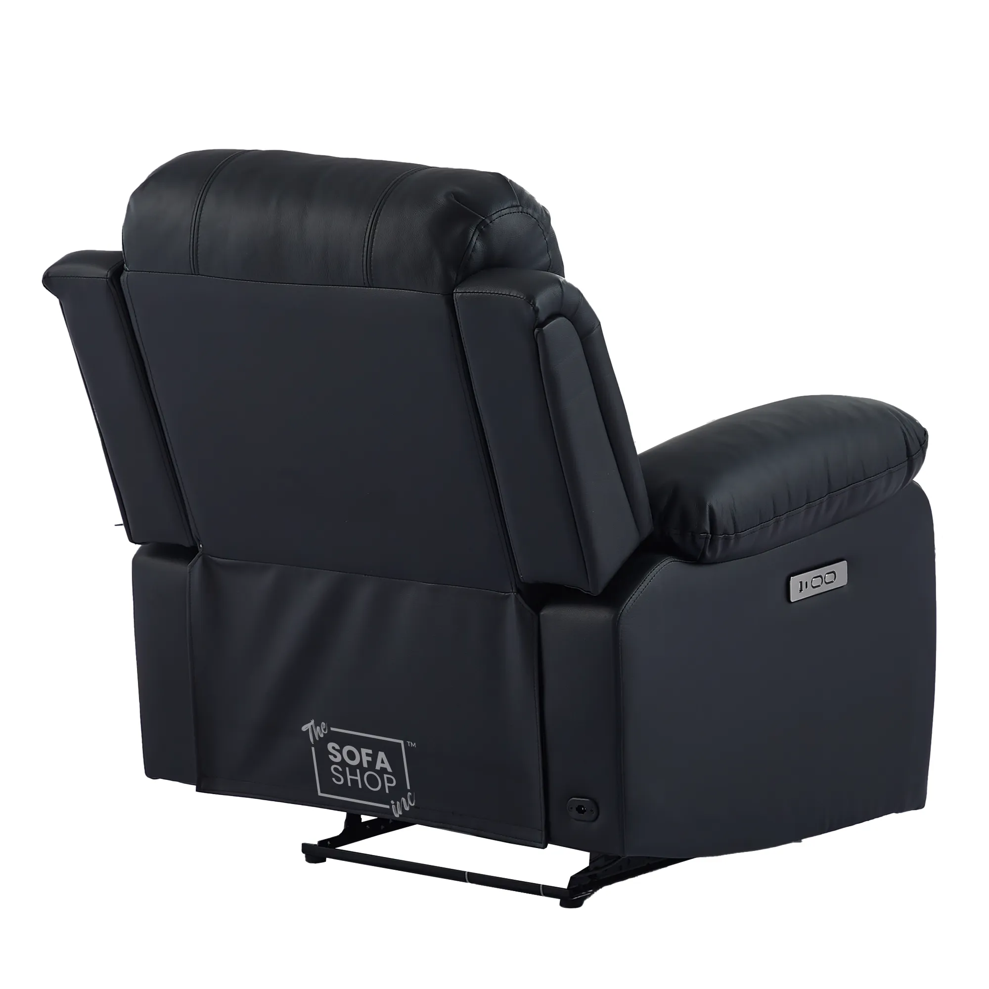 1 Seater Black Real Leather Electric Recliner Armchair | Smooth Power Recliner Mechanism & High-Speed USB-C | Trento | The Sofa Shop - Image 14