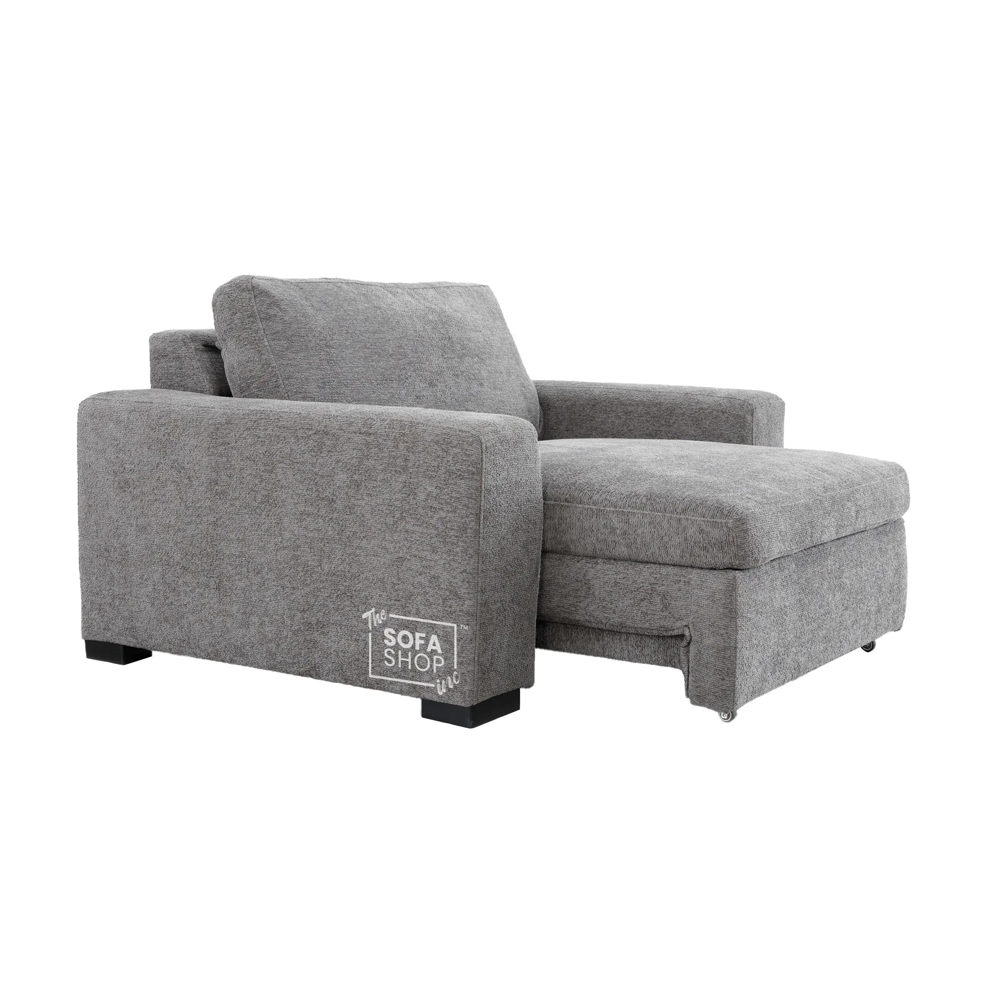 Power Sliding Sofa & Sofa Bed In One | 1 Seater Electric Extendable Chair | USB+C Charging & Grey Chenille Fabric | Home Cinema Seating | Palma | The Sofa Shop - Image 11