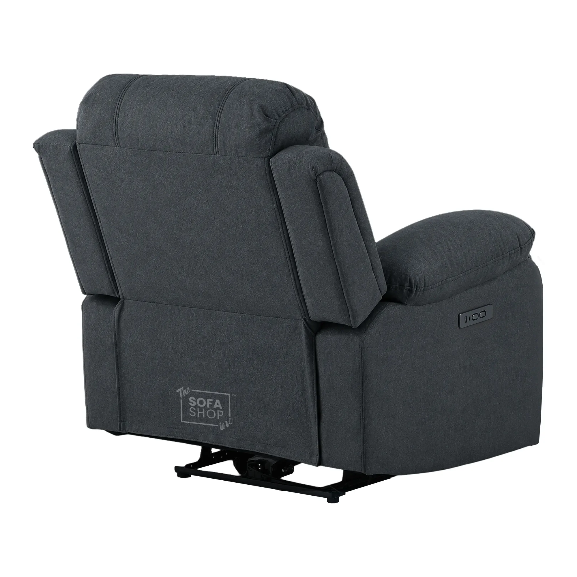 1 Seater Electric Recliner Chair in Grey Fabric | Power Chair with Electric Recline, Padded Lumbar Support, USB+C Charging | Trento | The Sofa Shop - Image 10