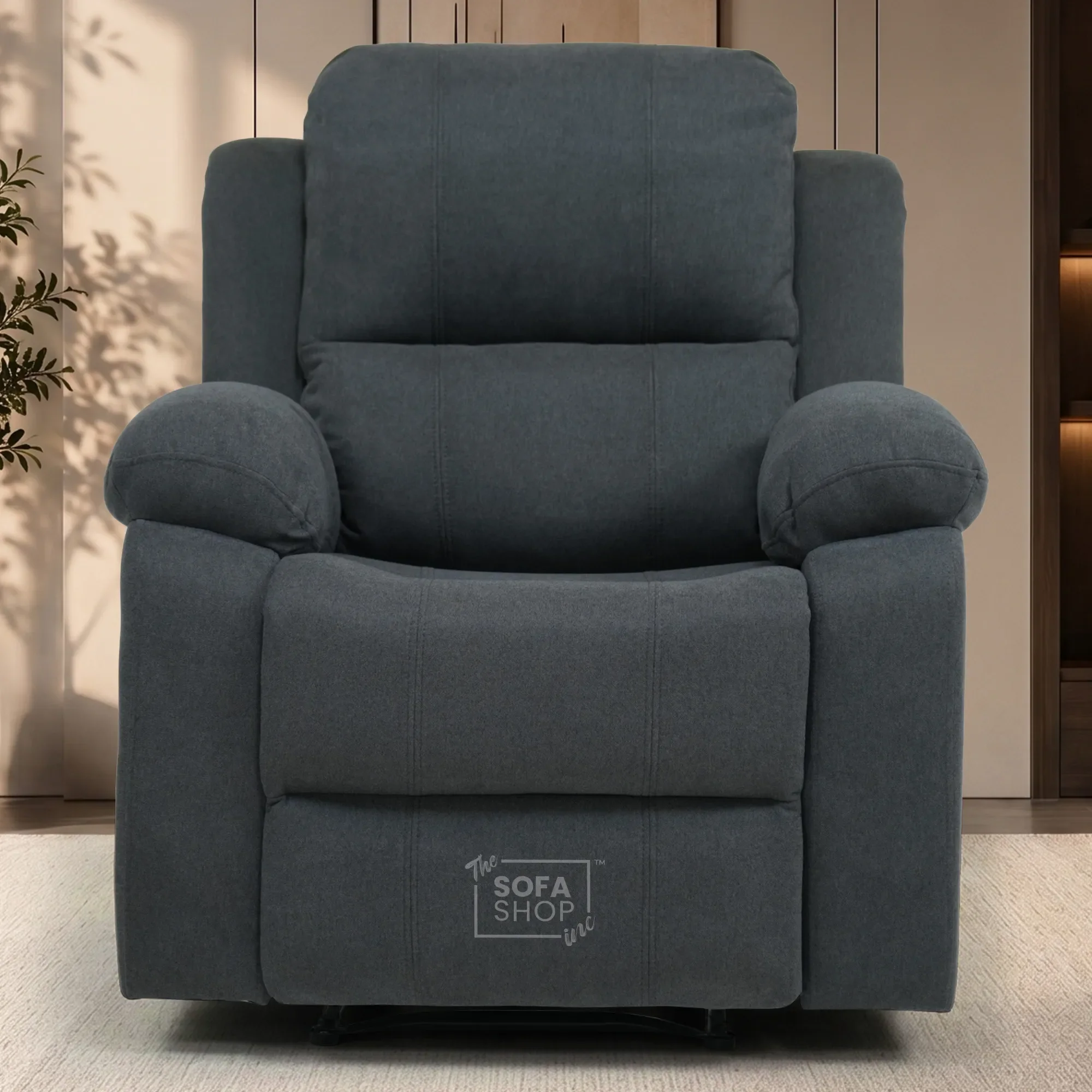 1 Seater Electric Recliner Chair in Grey Fabric | Power Chair with Electric Recline, Padded Lumbar Support, USB+C Charging | Trento | The Sofa Shop - Image 2