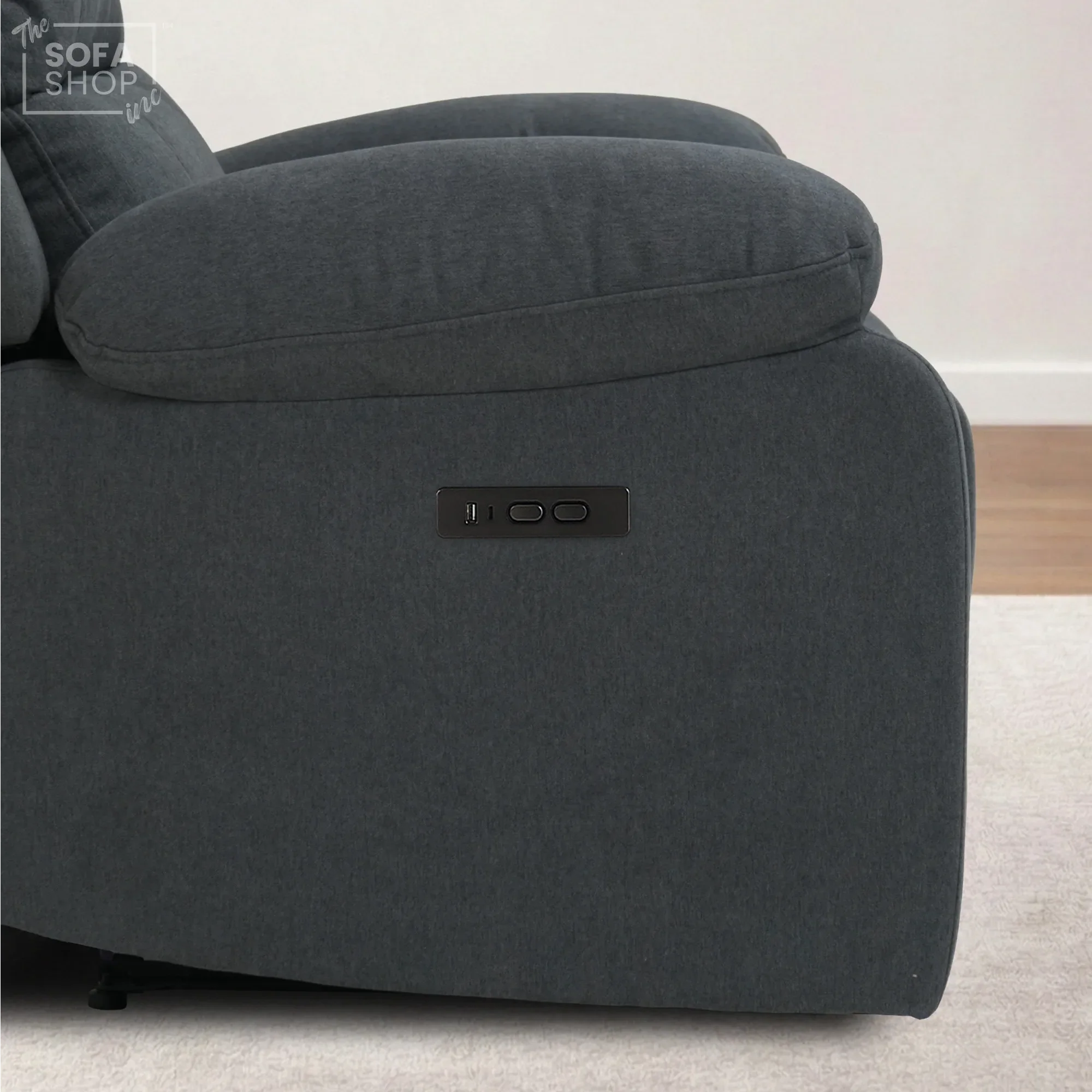 1 Seater Electric Recliner Chair in Grey Fabric | Power Chair with Electric Recline, Padded Lumbar Support, USB+C Charging | Trento | The Sofa Shop - Image 5