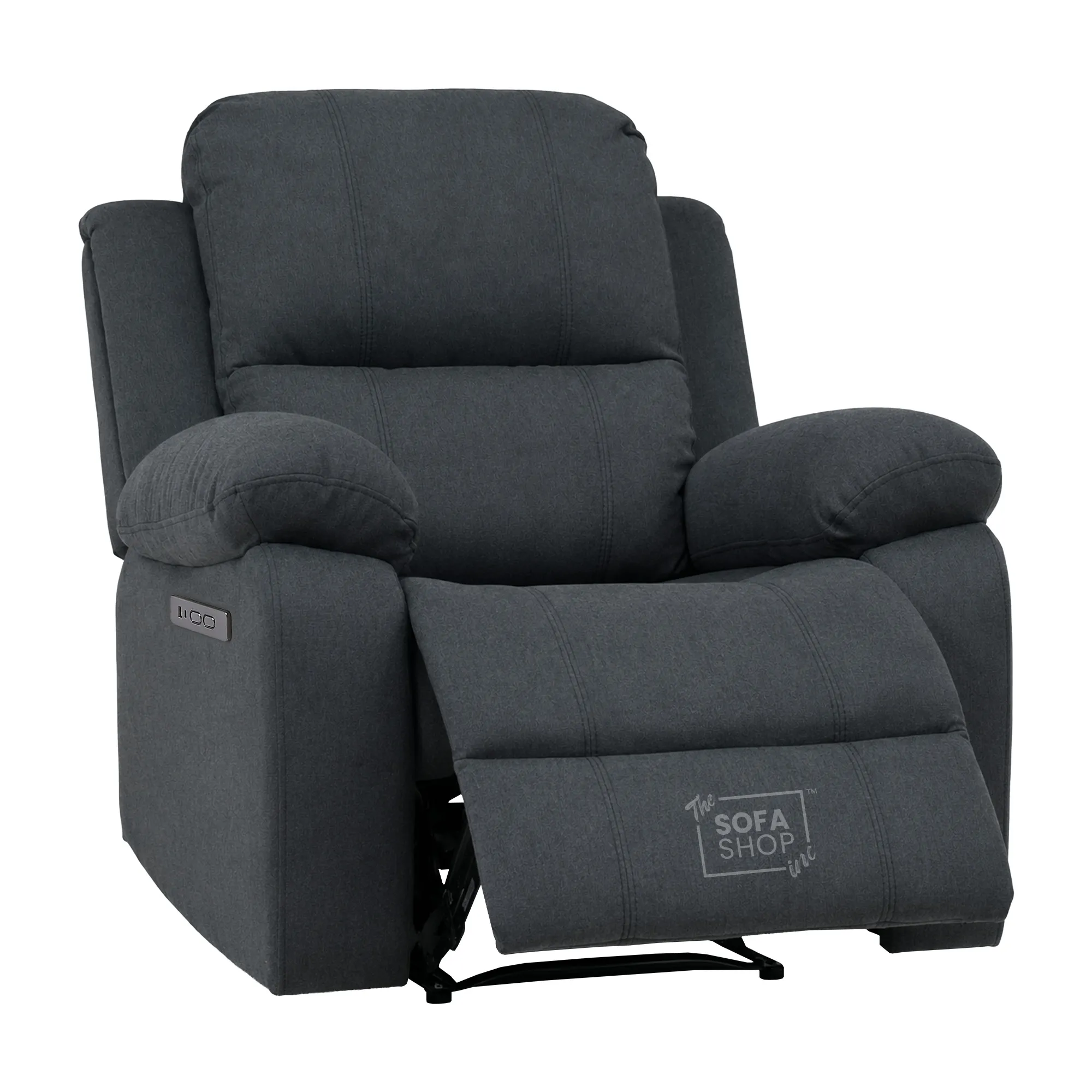 1 Seater Electric Recliner Chair in Grey Fabric | Power Chair with Electric Recline, Padded Lumbar Support, USB+C Charging | Trento | The Sofa Shop - Image 8