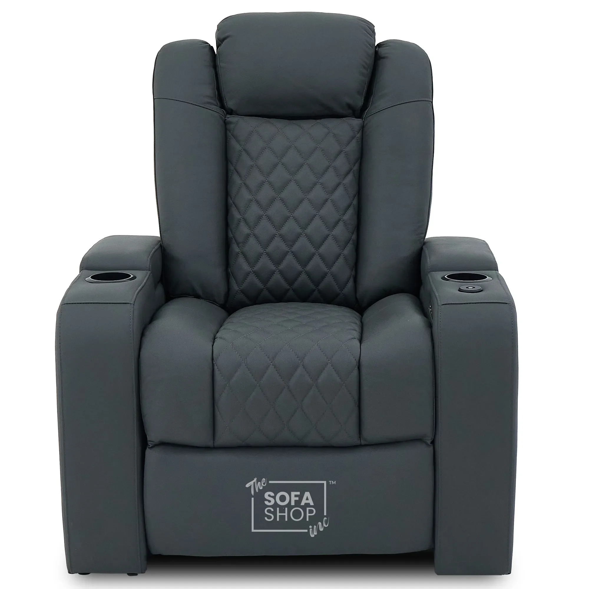 1 Seater Real Leather Electric Recliner Cinema Chair in Grey | Massage, Power Lumbar, Power Headrest, Power Grommet | Milano | The Sofa Shop - Image 11