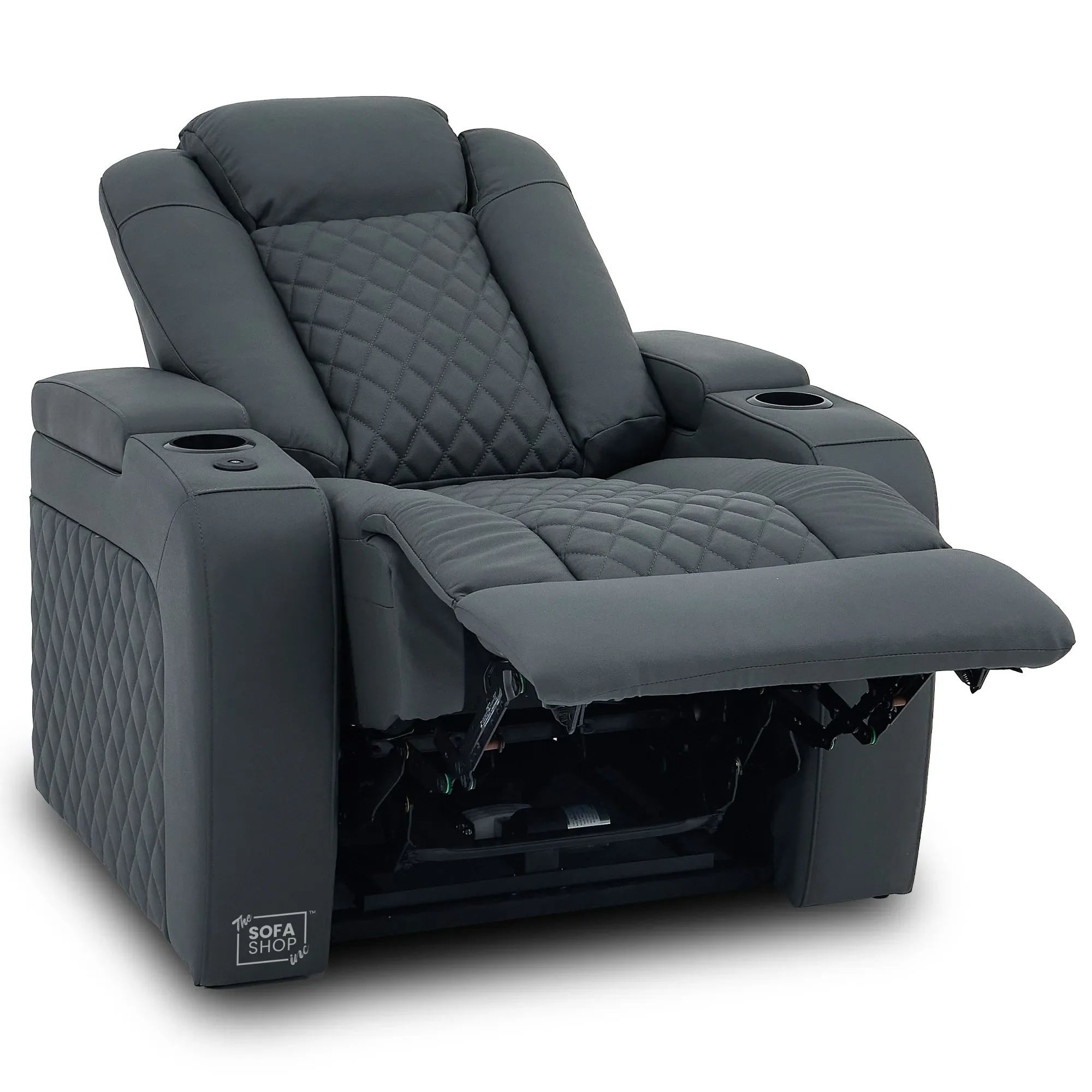 1 Seater Real Leather Electric Recliner Cinema Chair in Grey | Massage, Power Lumbar, Power Headrest, Power Grommet | Milano | The Sofa Shop - Image 13