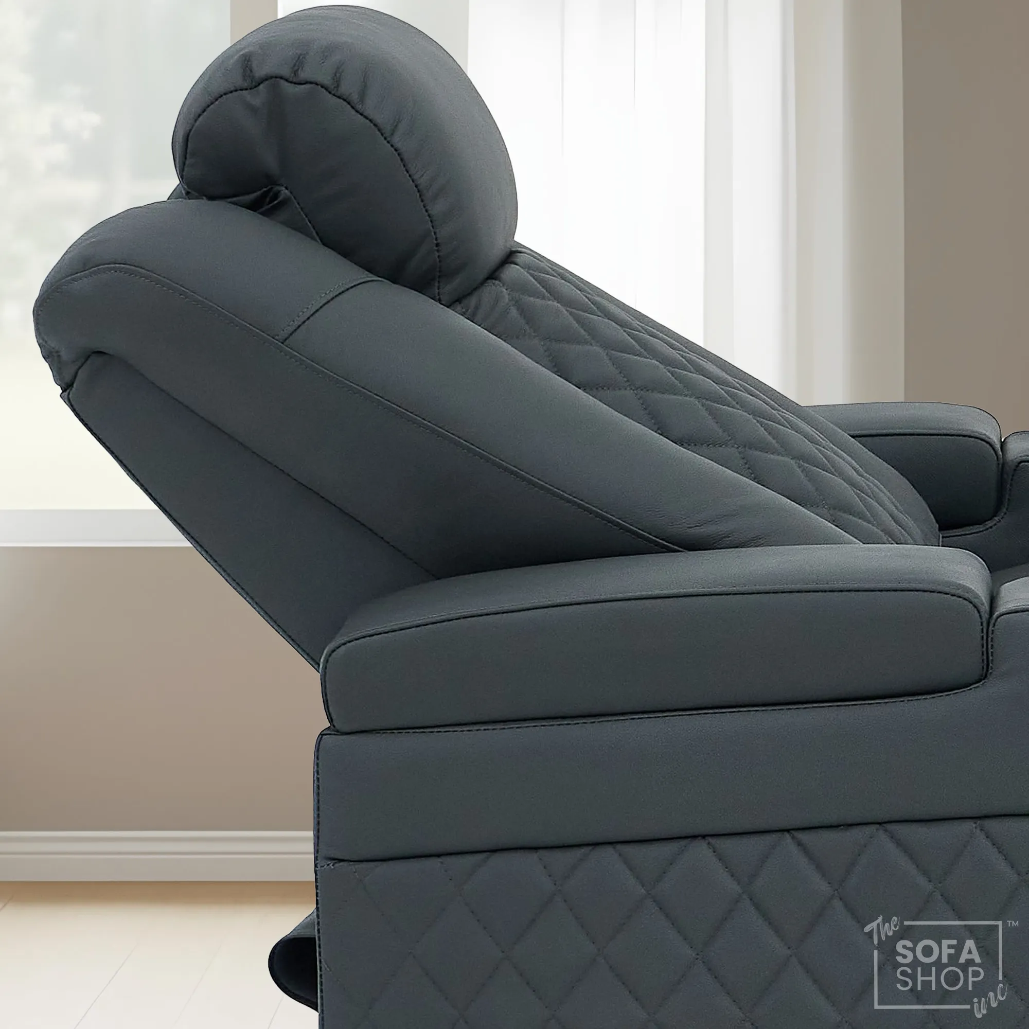1 Seater Real Leather Electric Recliner Cinema Chair in Grey | Massage, Power Lumbar, Power Headrest, Power Grommet | Milano | The Sofa Shop - Image 4