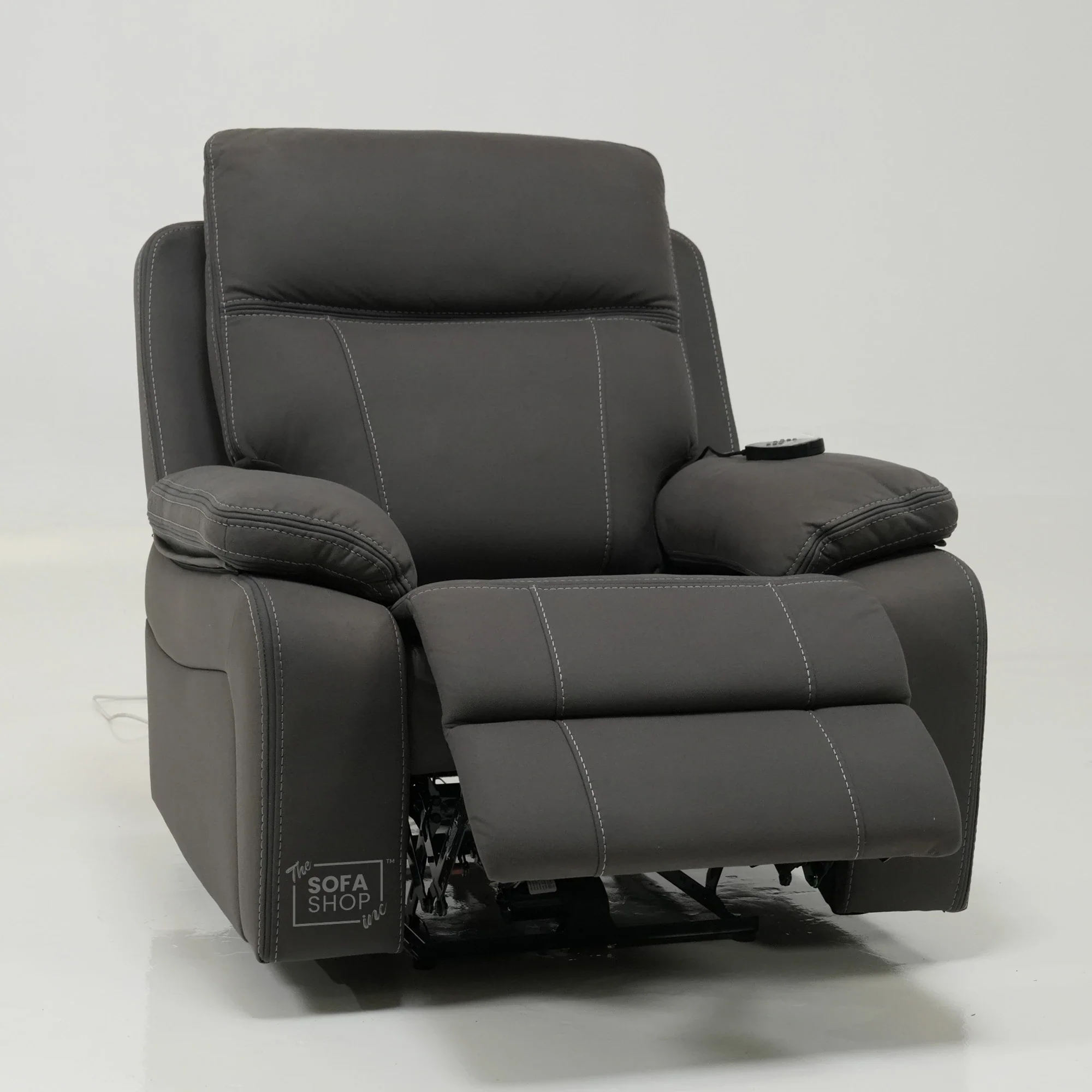 1 Seater Cinema Chair in Grey Resilience Fabric | Hi-Tech Recliner Chair with Power Recline + Power Headrest + Vibration Massage + USB Charging | Sample | Vinsonova | The Sofa Shop - Image 12