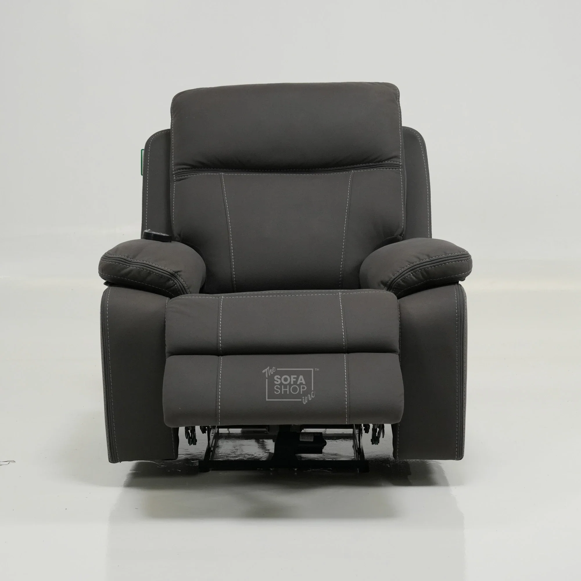 1 Seater Cinema Chair in Grey Resilience Fabric | Hi-Tech Recliner Chair with Power Recline + Power Headrest + Vibration Massage + USB Charging | Sample | Vinsonova | The Sofa Shop - Image 13