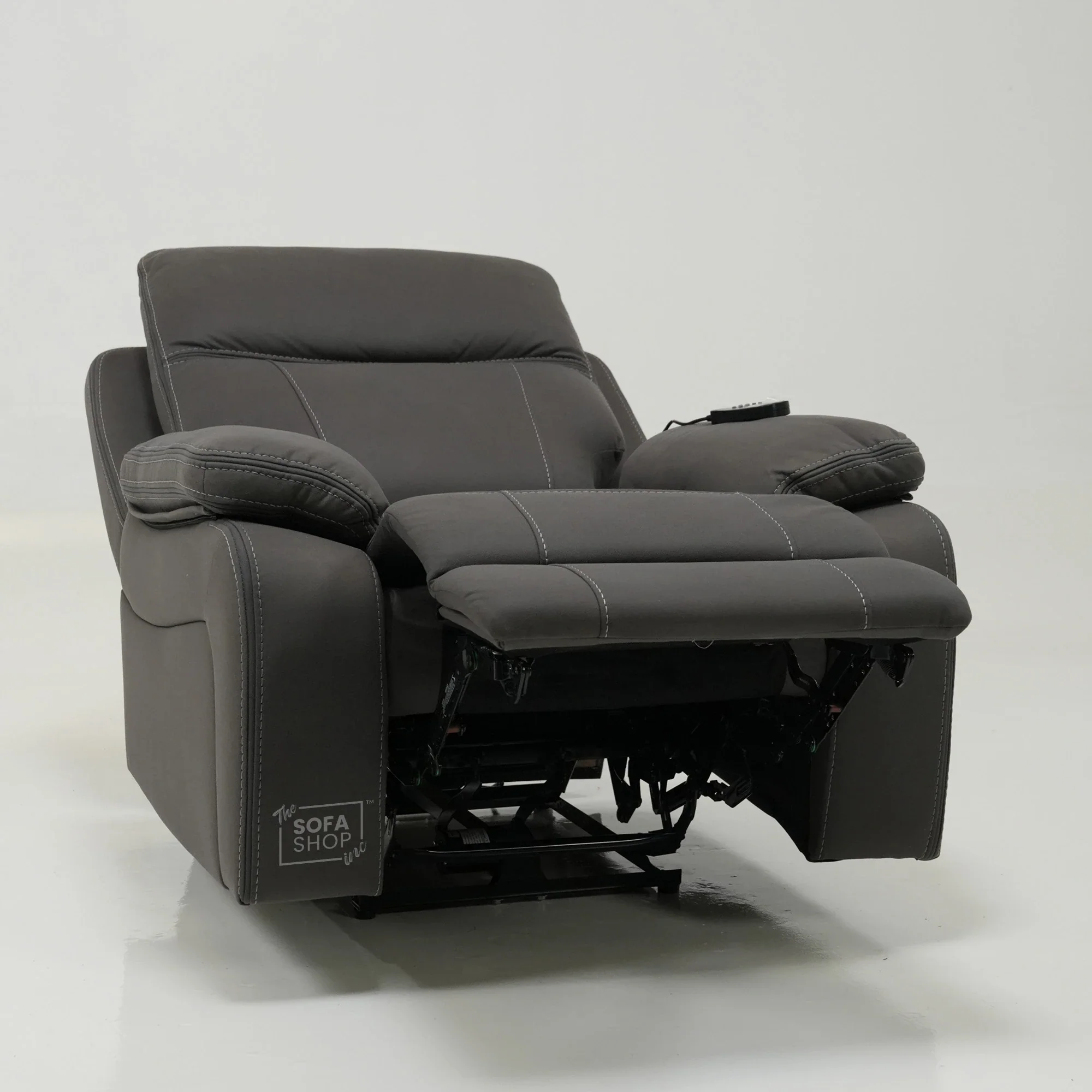 1 Seater Cinema Chair in Grey Resilience Fabric | Hi-Tech Recliner Chair with Power Recline + Power Headrest + Vibration Massage + USB Charging | Sample | Vinsonova | The Sofa Shop - Image 14