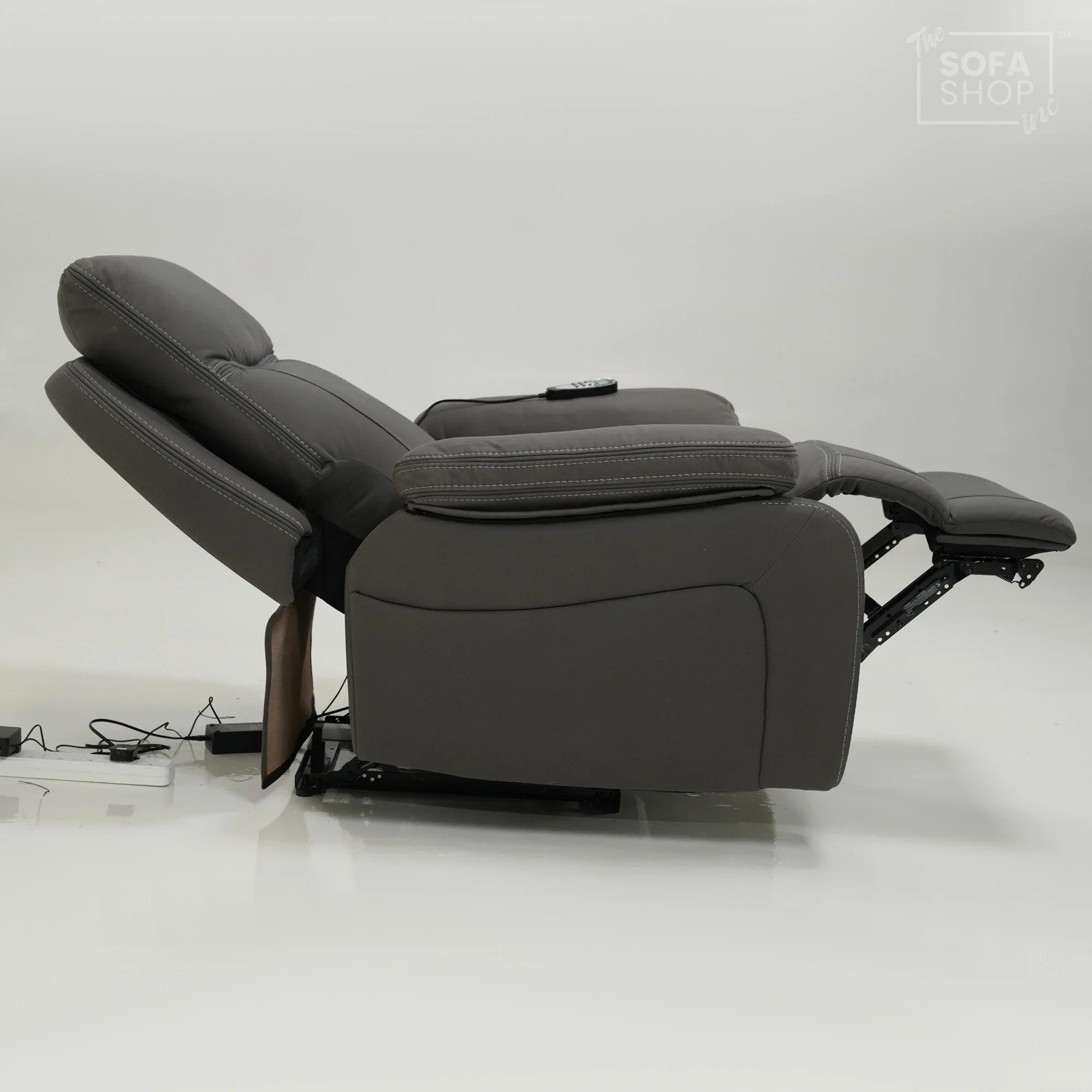1 Seater Cinema Chair in Grey Resilience Fabric | Hi-Tech Recliner Chair with Power Recline + Power Headrest + Vibration Massage + USB Charging | Sample | Vinsonova | The Sofa Shop - Image 5