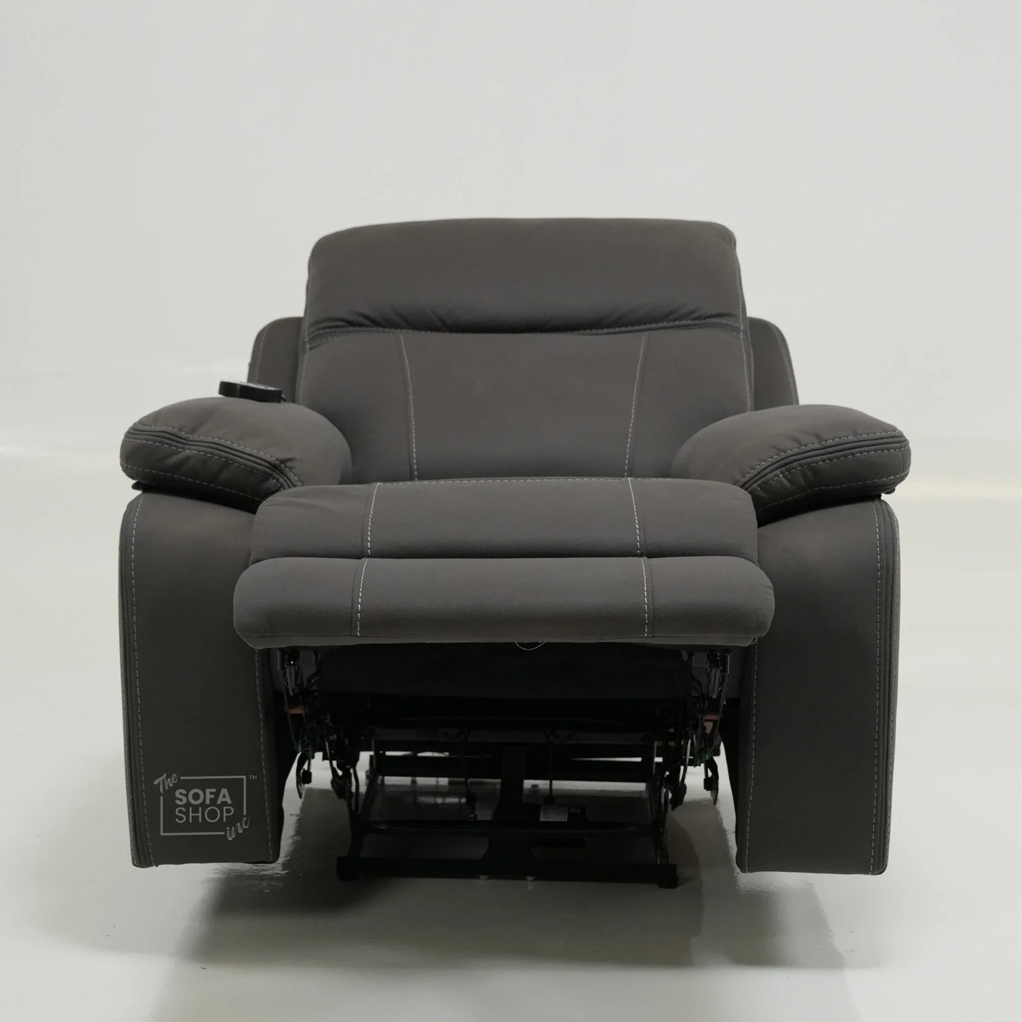 1 Seater Cinema Chair in Grey Resilience Fabric | Hi-Tech Recliner Chair with Power Recline + Power Headrest + Vibration Massage + USB Charging | Sample | Vinsonova | The Sofa Shop - Image 6