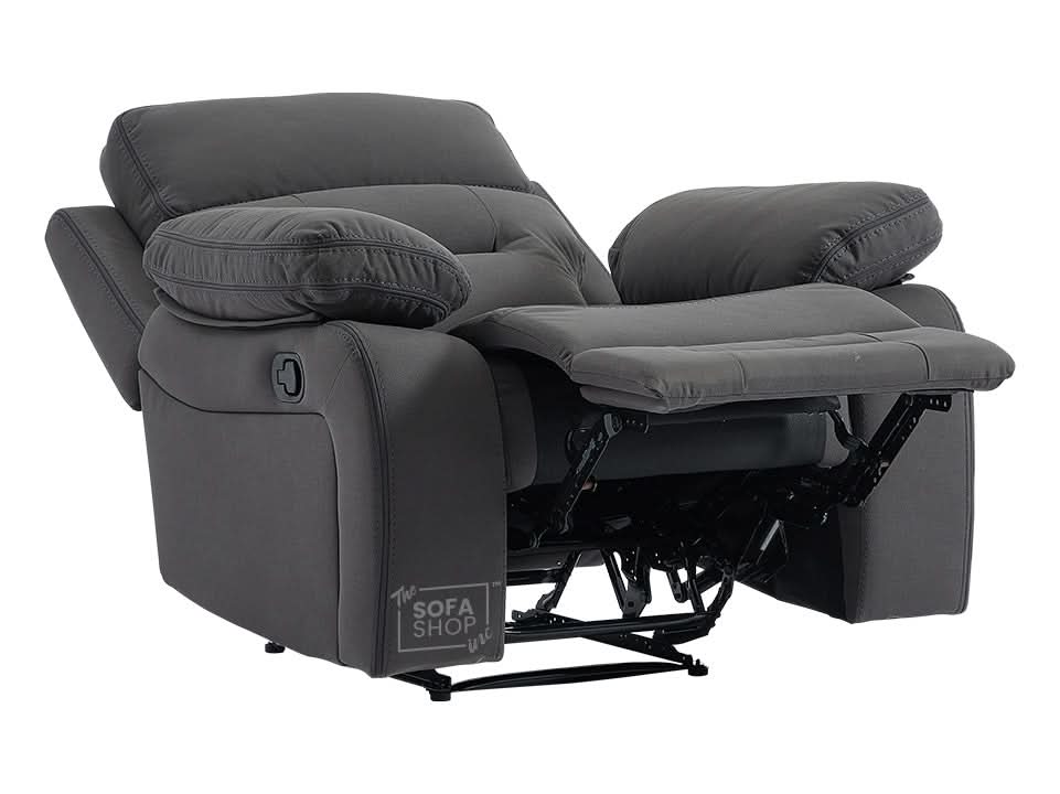 1 Seater Dark Grey Fabric Manual Recliner Armchair | Manual Chair With High Back Support & Dotted Fabric | Foster | The Sofa Shop - Image 12