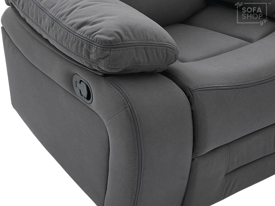 1 Seater Dark Grey Fabric Manual Recliner Armchair | Manual Chair With High Back Support & Dotted Fabric | Foster | The Sofa Shop - Image 5