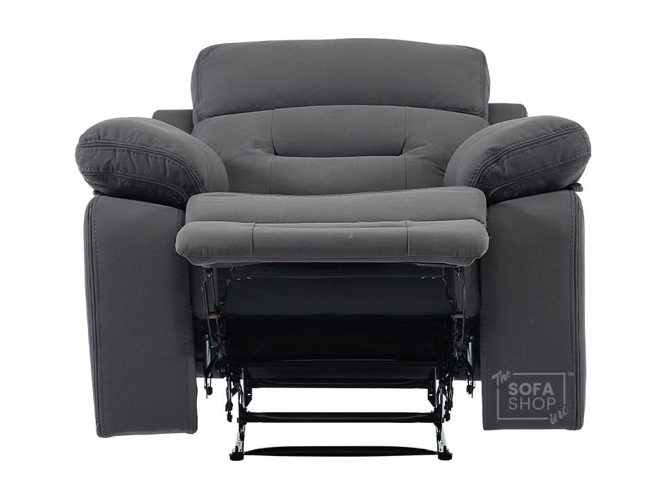 1 Seater Dark Grey Fabric Manual Recliner Armchair | Manual Chair With High Back Support & Dotted Fabric | Foster | The Sofa Shop - Image 8