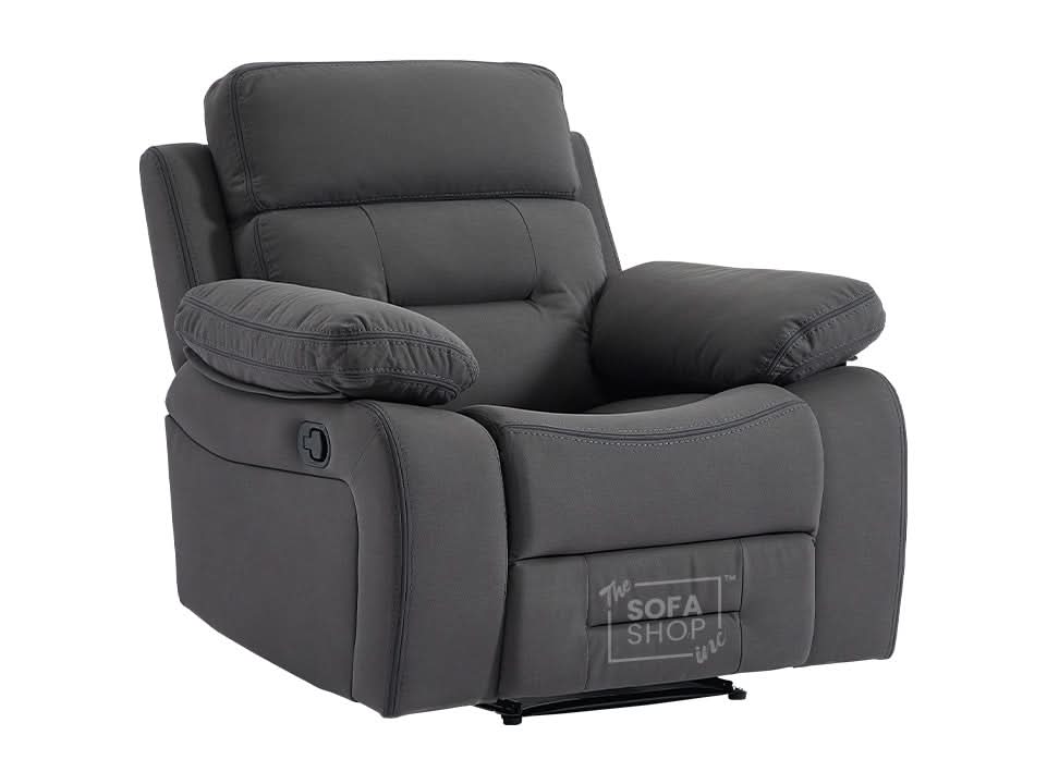 1 Seater Dark Grey Fabric Manual Recliner Armchair | Manual Chair With High Back Support & Dotted Fabric | Foster | The Sofa Shop - Image 9