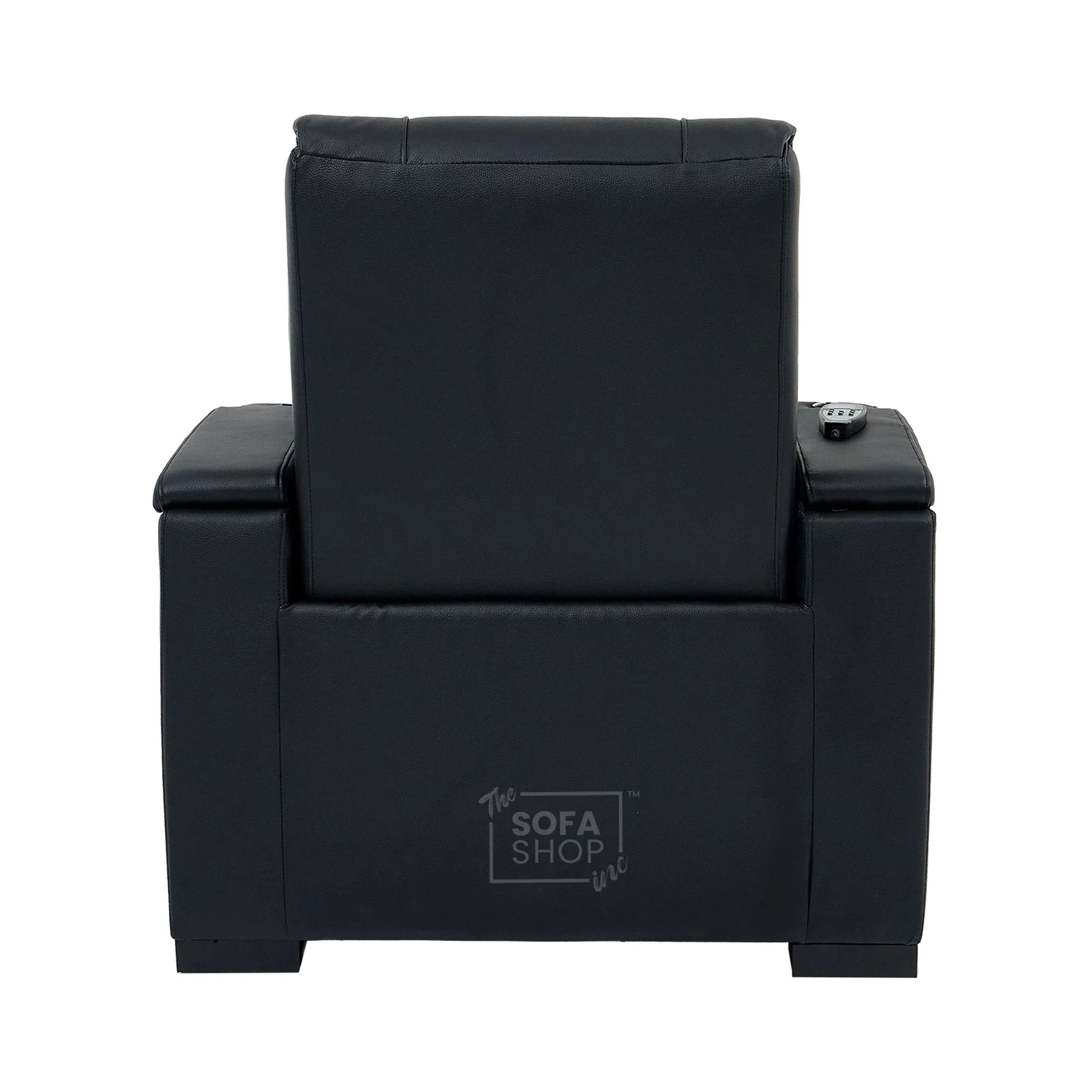1 Seater Black Genuine Leather Electric Recliner Cinema Chair | Power Seat With Massage, Heat, Cooling Cup Holder & Detachable Tray Table | Rimini | The Sofa Shop - Image 20