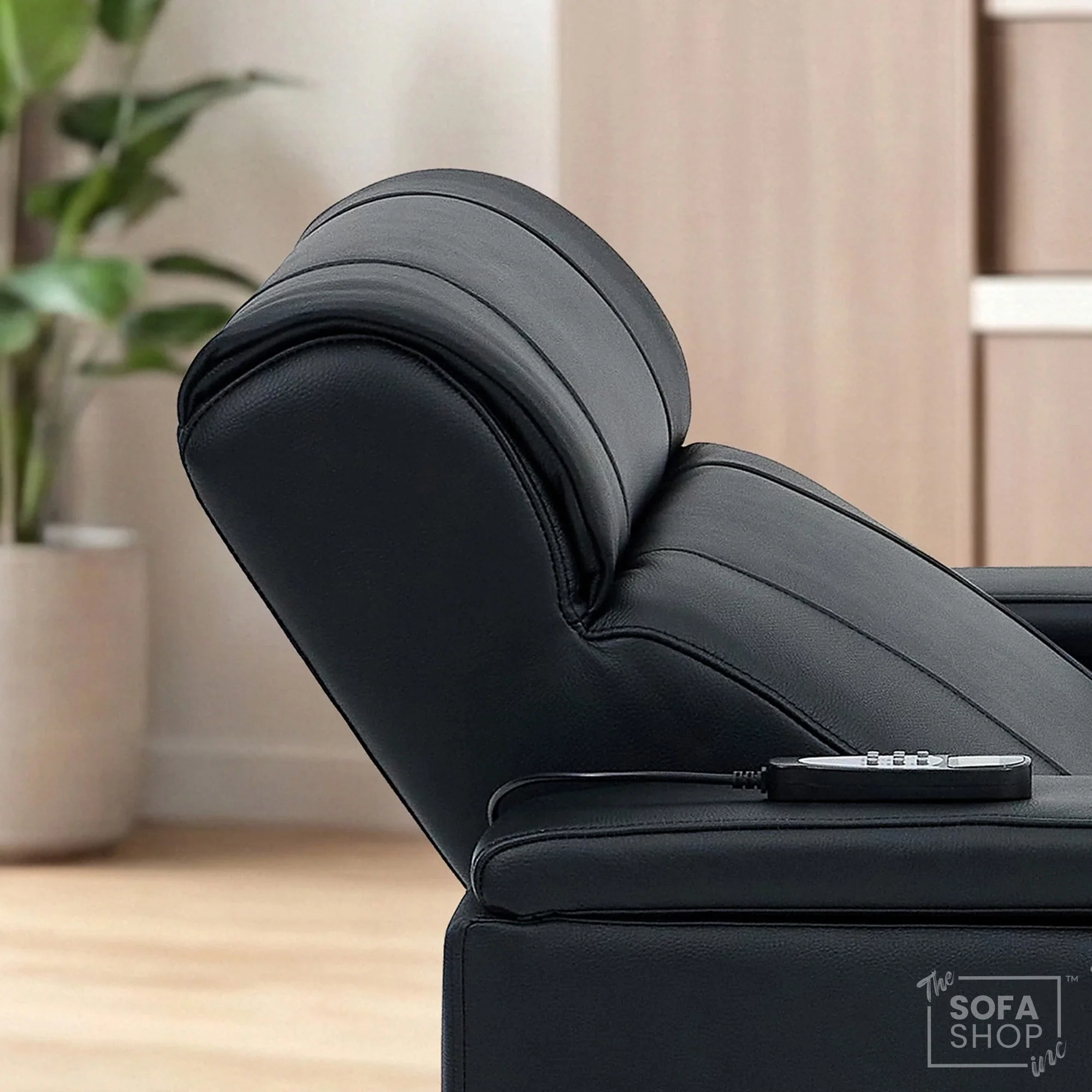 1 Seater Black Genuine Leather Electric Recliner Cinema Chair | Power Seat With Massage, Heat, Cooling Cup Holder & Detachable Tray Table | Rimini | The Sofa Shop - Image 5