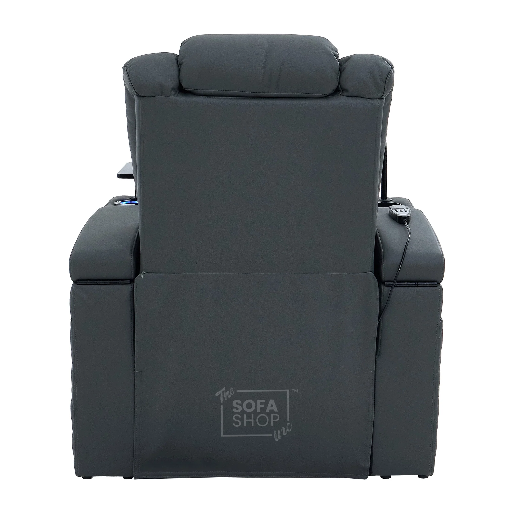 1 Seater Grey Real Leather Electric Recliner Cinema Chair | Hi-Tech Armchair With Vibration Massage, Heated Lumbar, Power Headrest, Cooling + Heating Cup Holders & Power Grommet | Milano | The Sofa Shop - Image 17