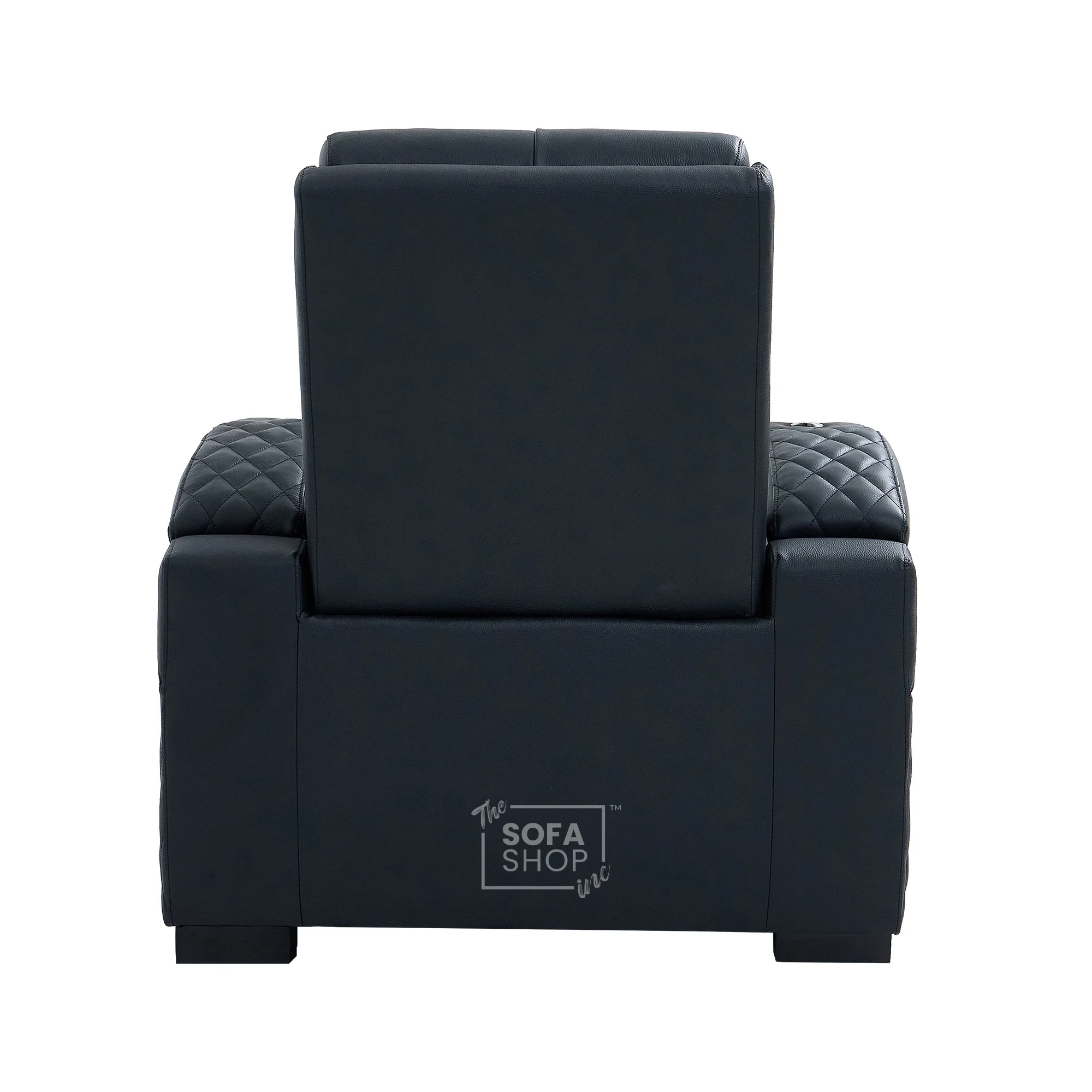 1 Seater Black Real Leather Electric Recliner Cinema Armchair | Hi-Tech Chair With Vibration Massage + Heated Lumbar + Cooler Cup Holder, Power Grommet, Power Headrest & Detachable Tray Table | Assisi | The Sofa Shop - Image 20