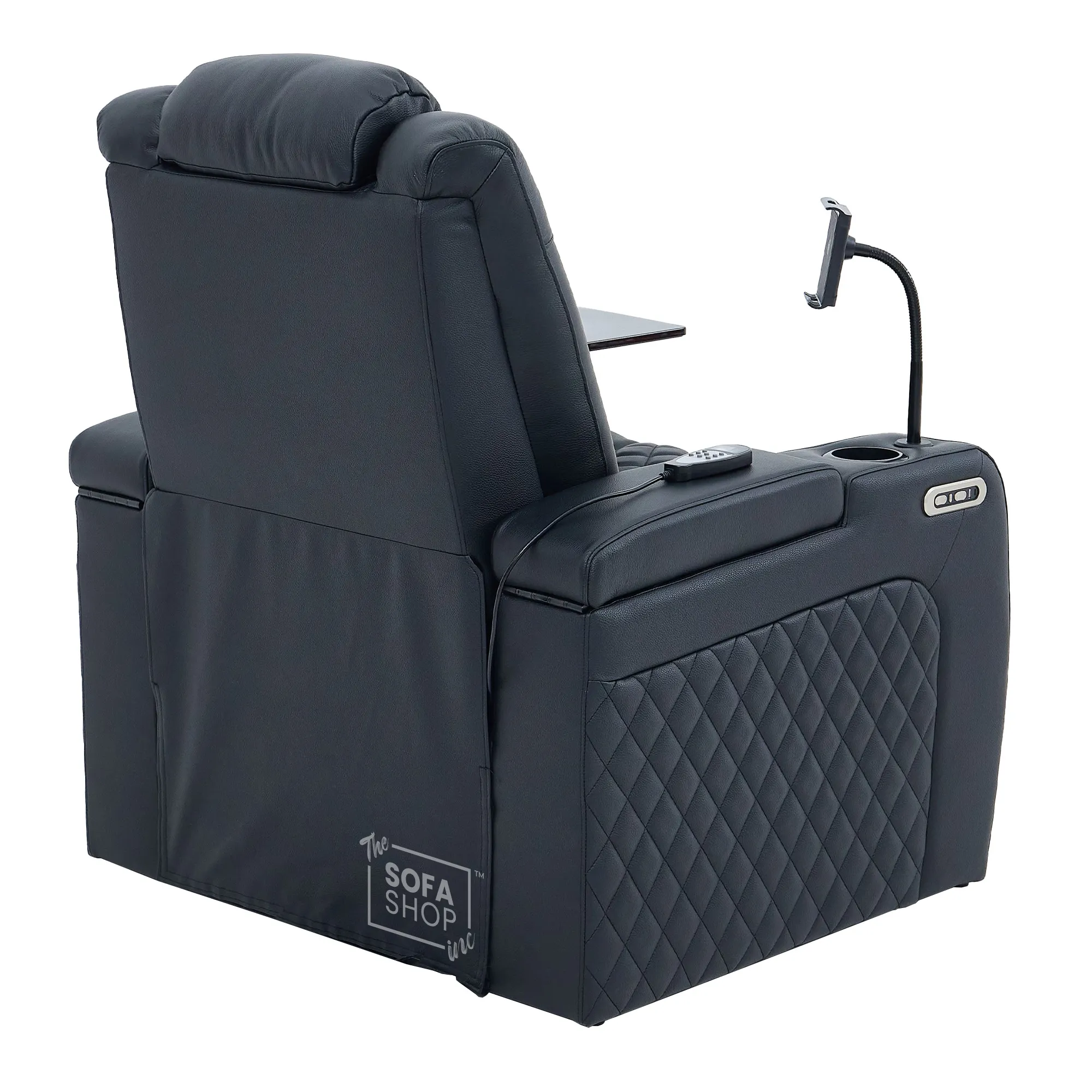 1 Seater Black Real Leather Electric Recliner Cinema Chair | Power Recliner Armchair With Vibration Massage + Heating Lumbar + Power Headrest + Heating & Cooling Cup Holder, Power Grommet | Milano | The Sofa Shop - Image 19