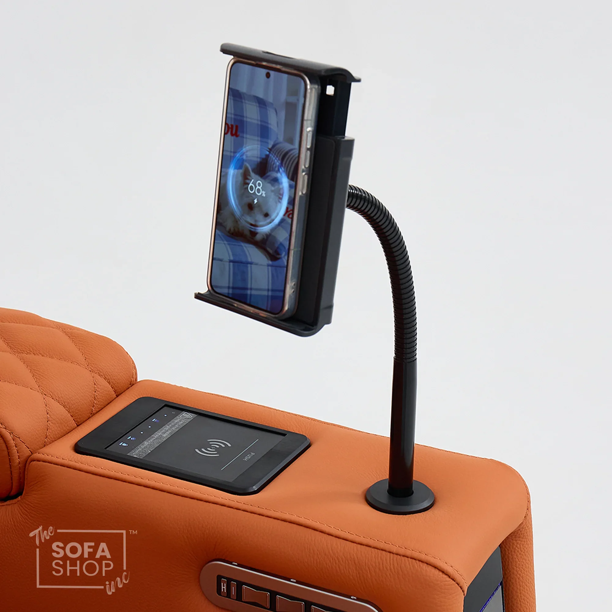 1 Seater Real Leather Electric Recliner Cinema Chair in Orange | Hi-Tech Amrchair With  Massage, Heat, Cooling  & Heating Cup Holder | Assisi | The Sofa Shop - Image 17