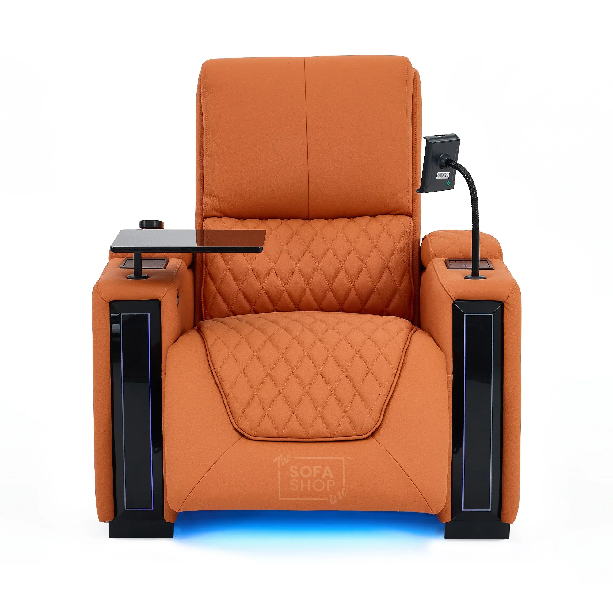 1 Seater Real Leather Electric Recliner Cinema Chair in Orange | Hi-Tech Amrchair With  Massage, Heat, Cooling  & Heating Cup Holder | Assisi | The Sofa Shop - Image 22