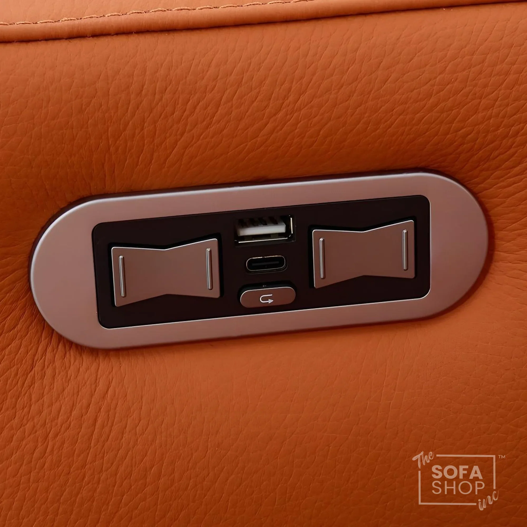 1 Seater Real Leather Electric Recliner Cinema Chair in Orange | Hi-Tech Amrchair With  Massage, Heat, Cooling  & Heating Cup Holder | Assisi | The Sofa Shop - Image 5