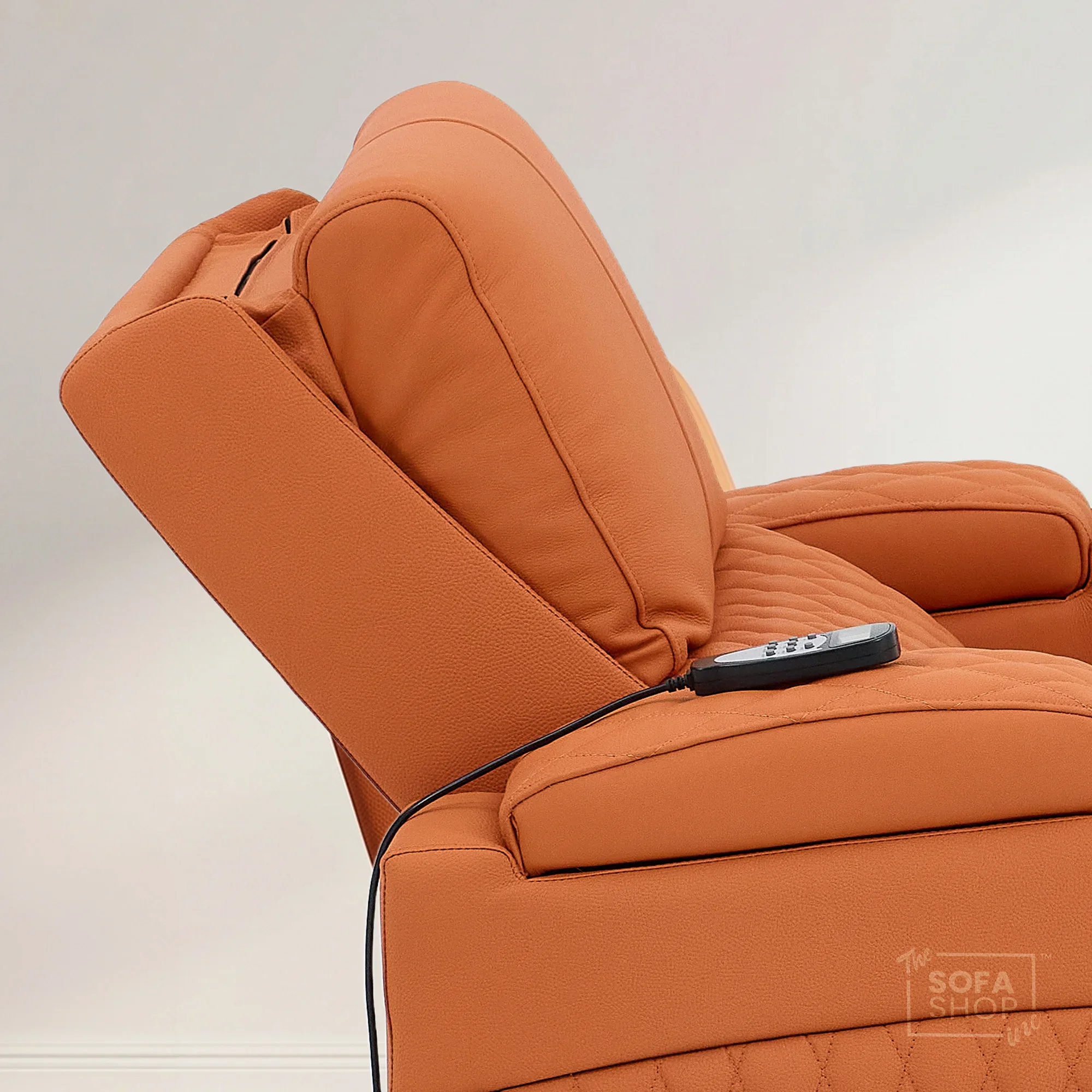 1 Seater Real Leather Electric Recliner Cinema Chair in Orange | Hi-Tech Amrchair With  Massage, Heat, Cooling  & Heating Cup Holder | Assisi | The Sofa Shop - Image 6