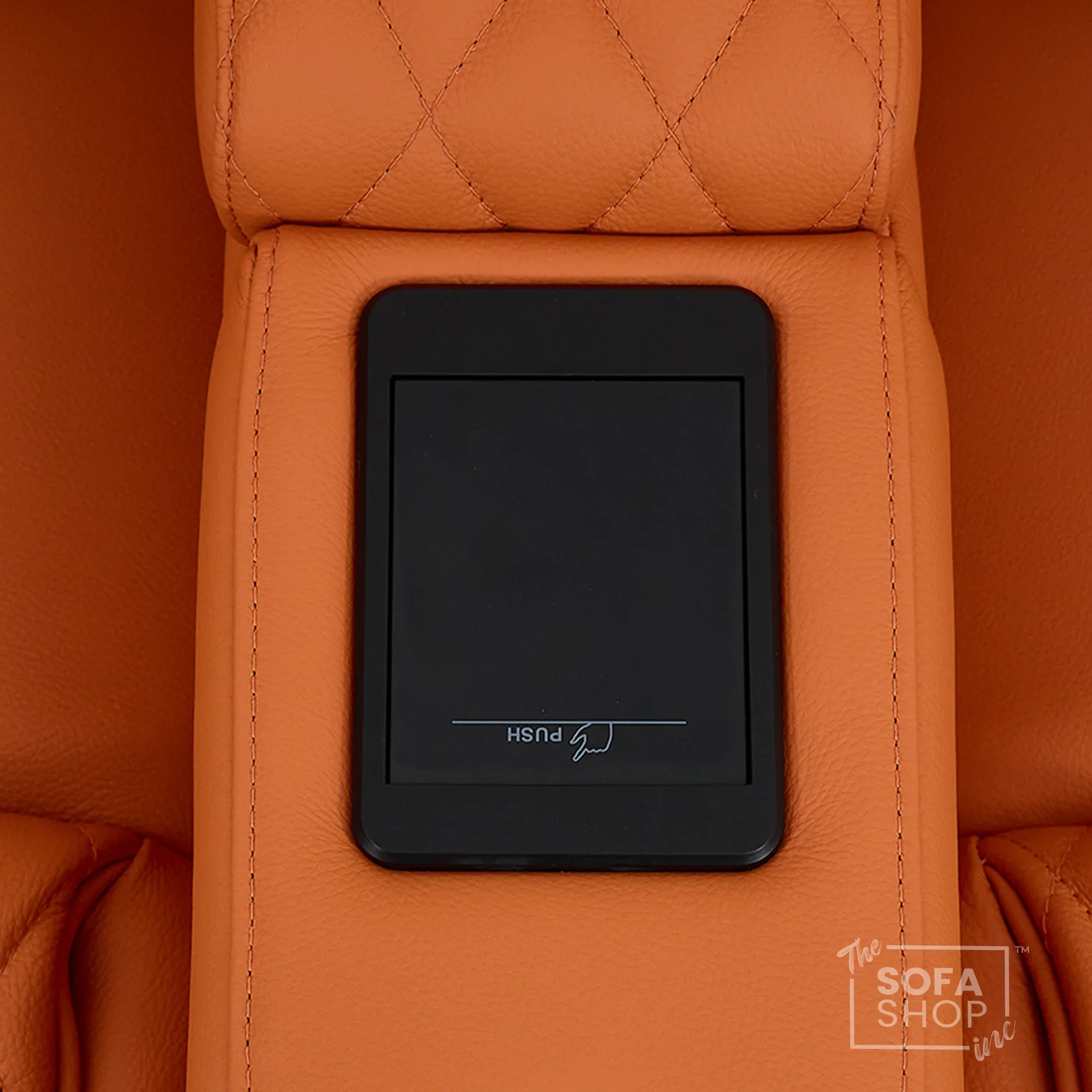 1 Seater Real Leather Electric Recliner Cinema Chair in Orange | Hi-Tech Amrchair With  Massage, Heat, Cooling  & Heating Cup Holder | Assisi | The Sofa Shop - Image 9