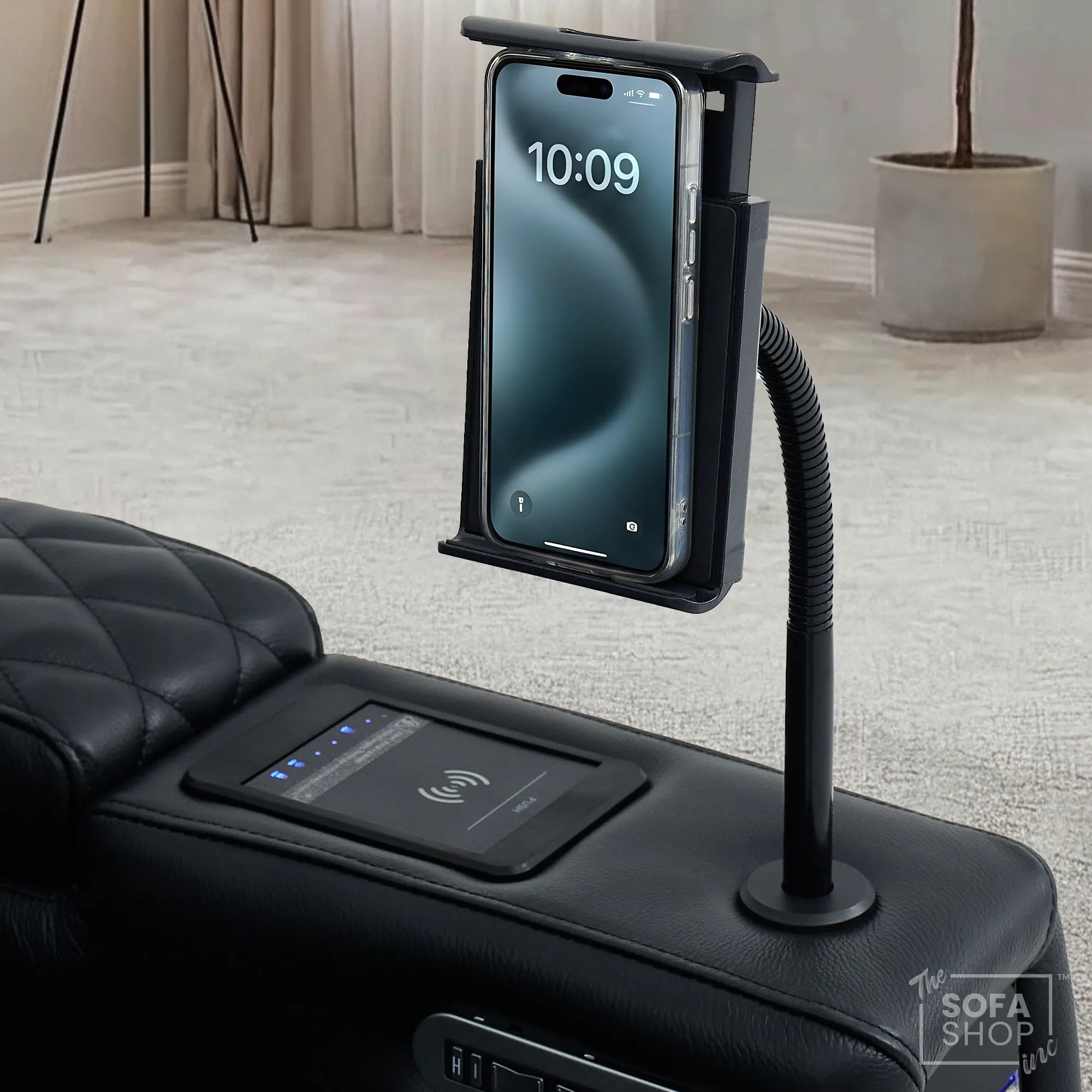1 Seater Black Real Leather Electric Recliner Cinema Armchair | Hi-Tech Armchair With Vibration Massage & Heated Lumbar, Cooler Cup Holder, Power Grommet, Power Headrest | Assisi | The Sofa Shop - Image 16