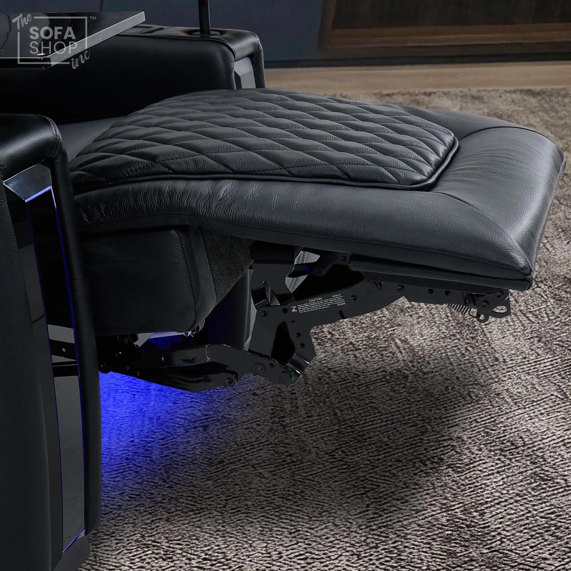1 Seater Black Real Leather Electric Recliner Cinema Armchair | Hi-Tech Armchair With Vibration Massage & Heated Lumbar, Cooler Cup Holder, Power Grommet, Power Headrest | Assisi | The Sofa Shop - Image 19