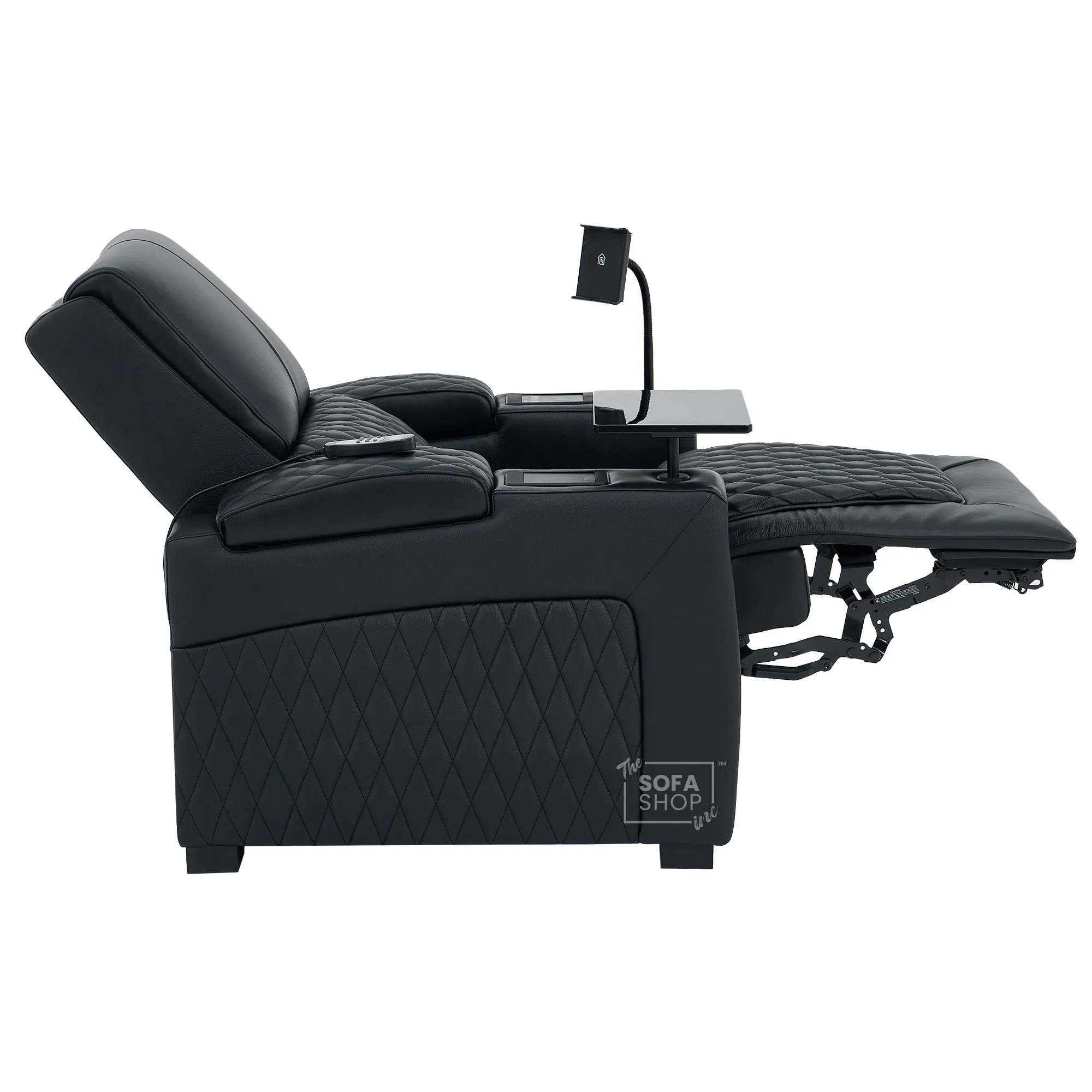 1 Seater Black Real Leather Electric Recliner Cinema Armchair | Hi-Tech Armchair With Vibration Massage & Heated Lumbar, Cooler Cup Holder, Power Grommet, Power Headrest | Assisi | The Sofa Shop - Image 21