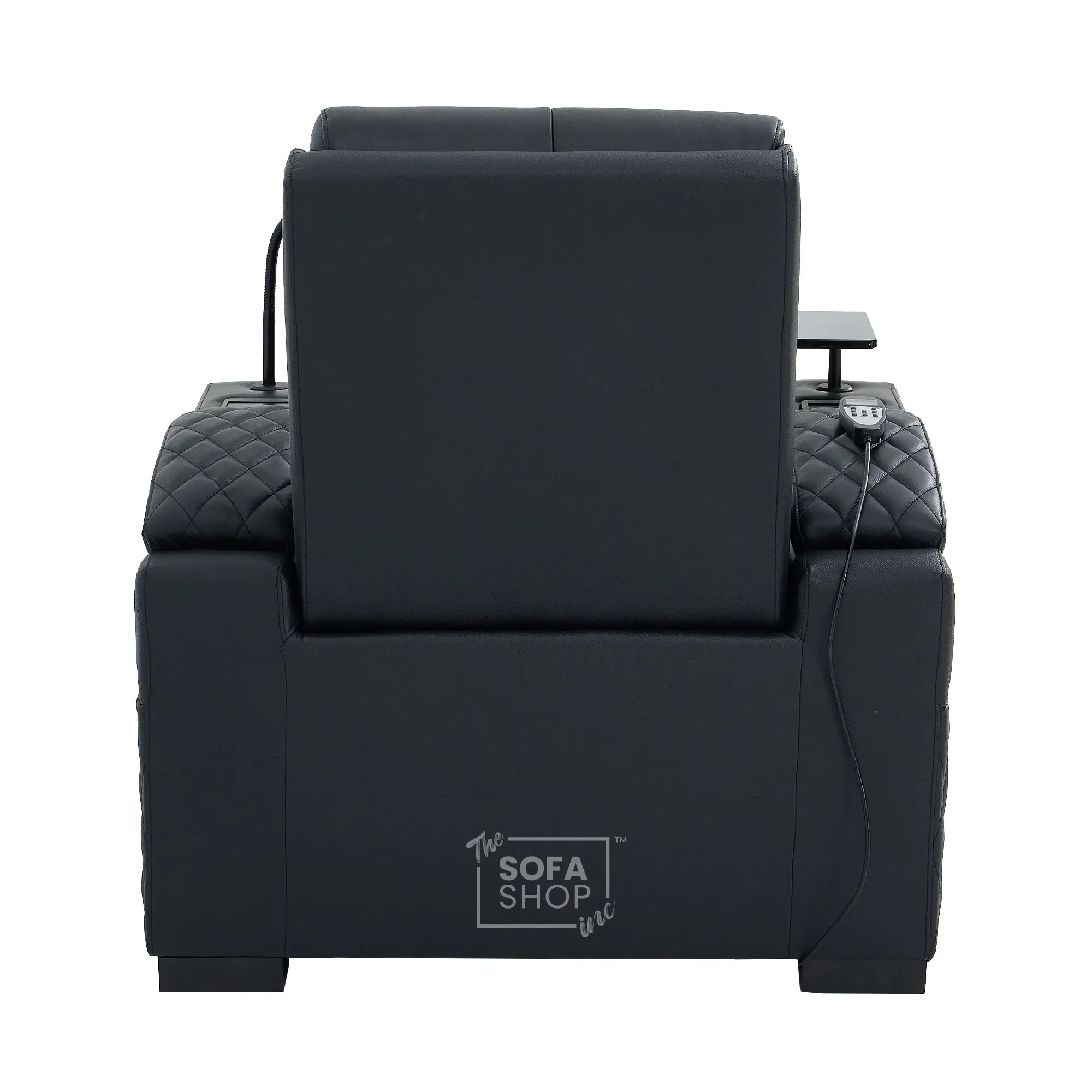 1 Seater Black Real Leather Electric Recliner Cinema Armchair | Hi-Tech Armchair With Vibration Massage & Heated Lumbar, Cooler Cup Holder, Power Grommet, Power Headrest | Assisi | The Sofa Shop - Image 22