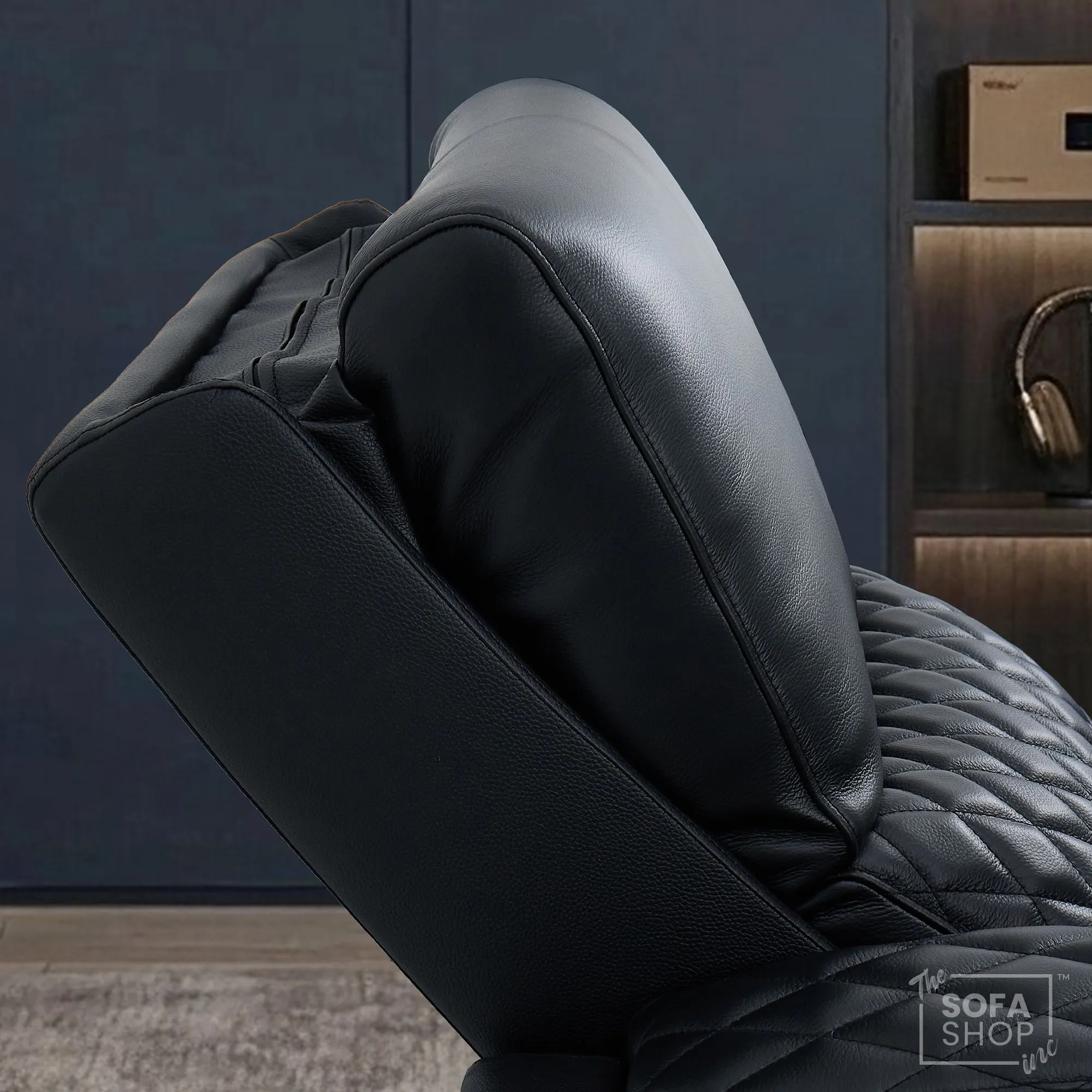 1 Seater Black Real Leather Electric Recliner Cinema Armchair | Hi-Tech Armchair With Vibration Massage & Heated Lumbar, Cooler Cup Holder, Power Grommet, Power Headrest | Assisi | The Sofa Shop - Image 4