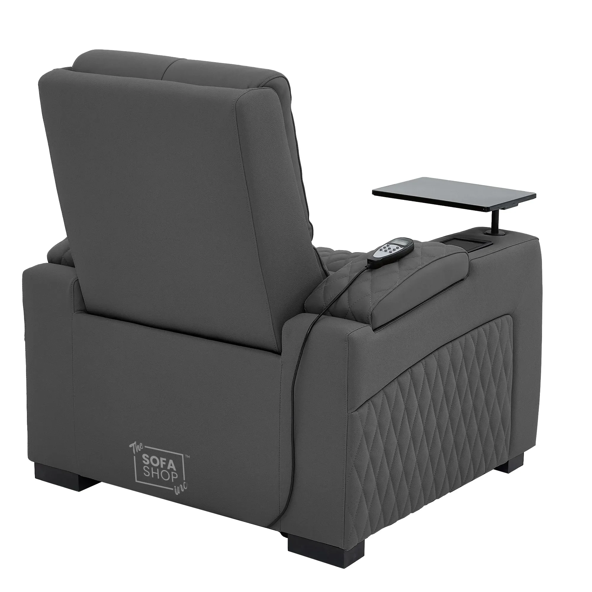 1 Seater Grey Real Leather Electric Recliner Cinema Chair | Recliner Armchair With Vibration Massage, Heated Lumbar And Cooling Cup Holder & Wireless Charging | Assisi | The Sofa Shop - Image 22